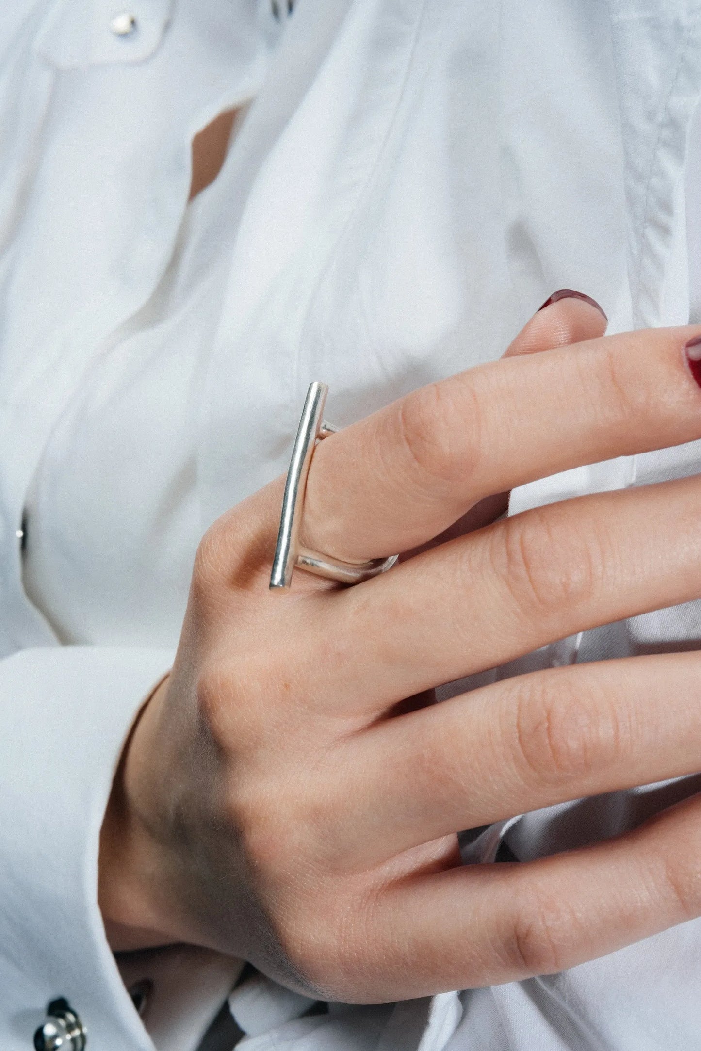 Handcrafted Bar Ring premium Sterling silver jewelry, graceful design, product shot