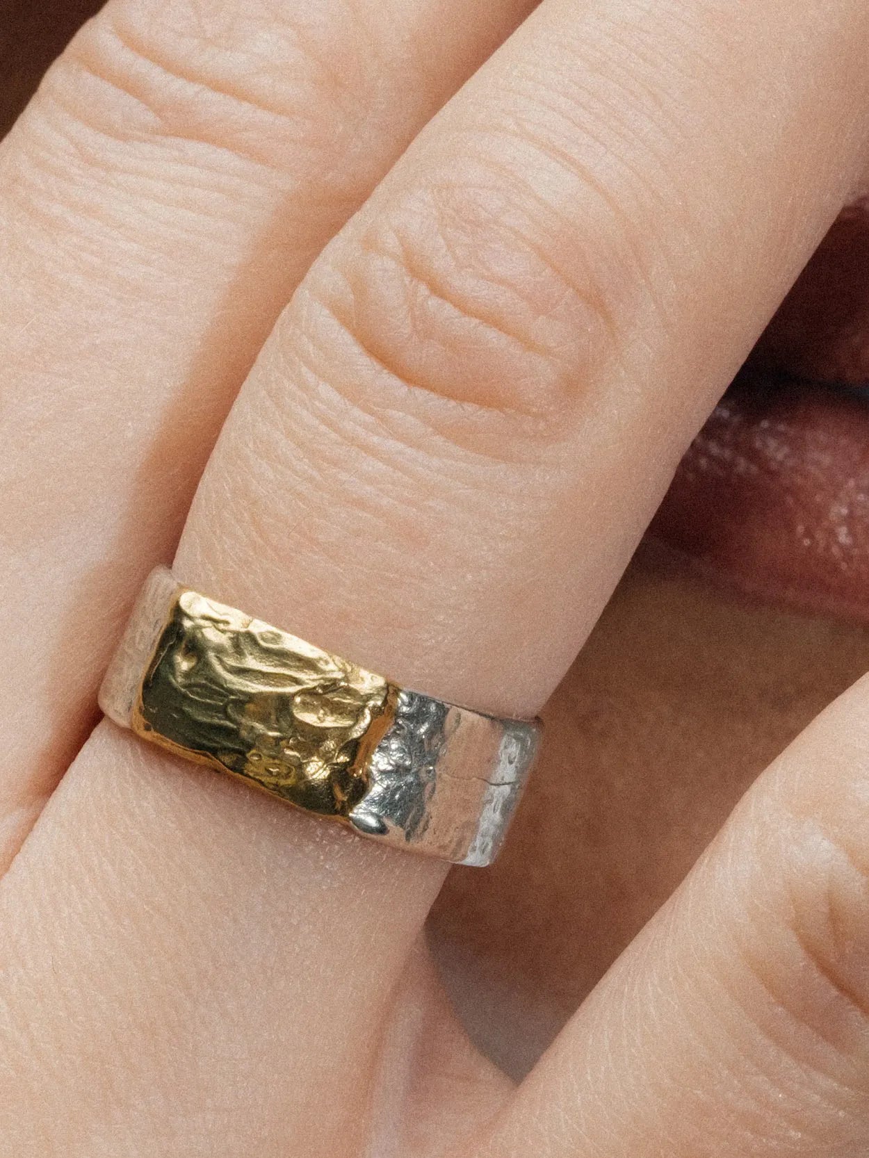 Artisan Strata Ring in premium 18ct Gold Vermeil, refined finish, angle view
