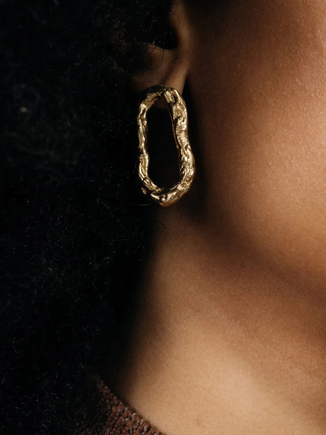 Flow Loop Earrings designer ring in premium metal, premium quality, side view