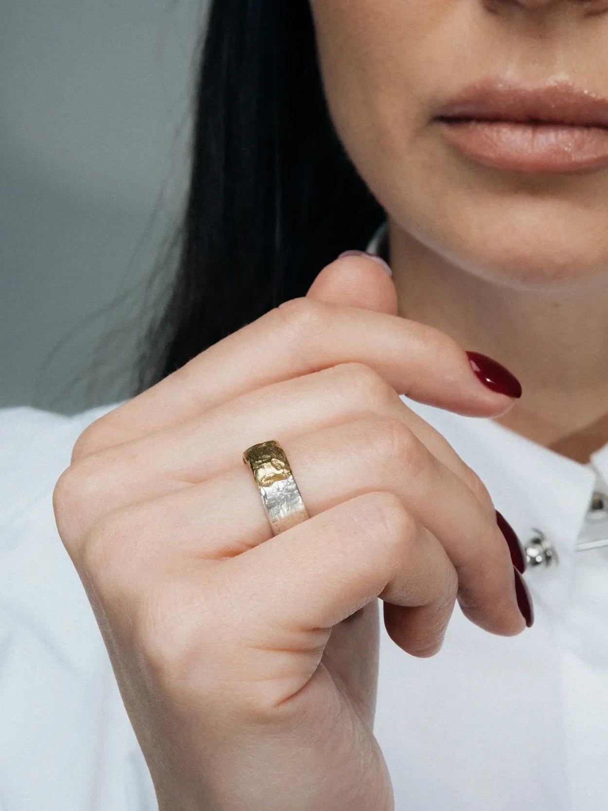 Strata Ring designer ring in 18ct Gold Vermeil, premium quality, side view