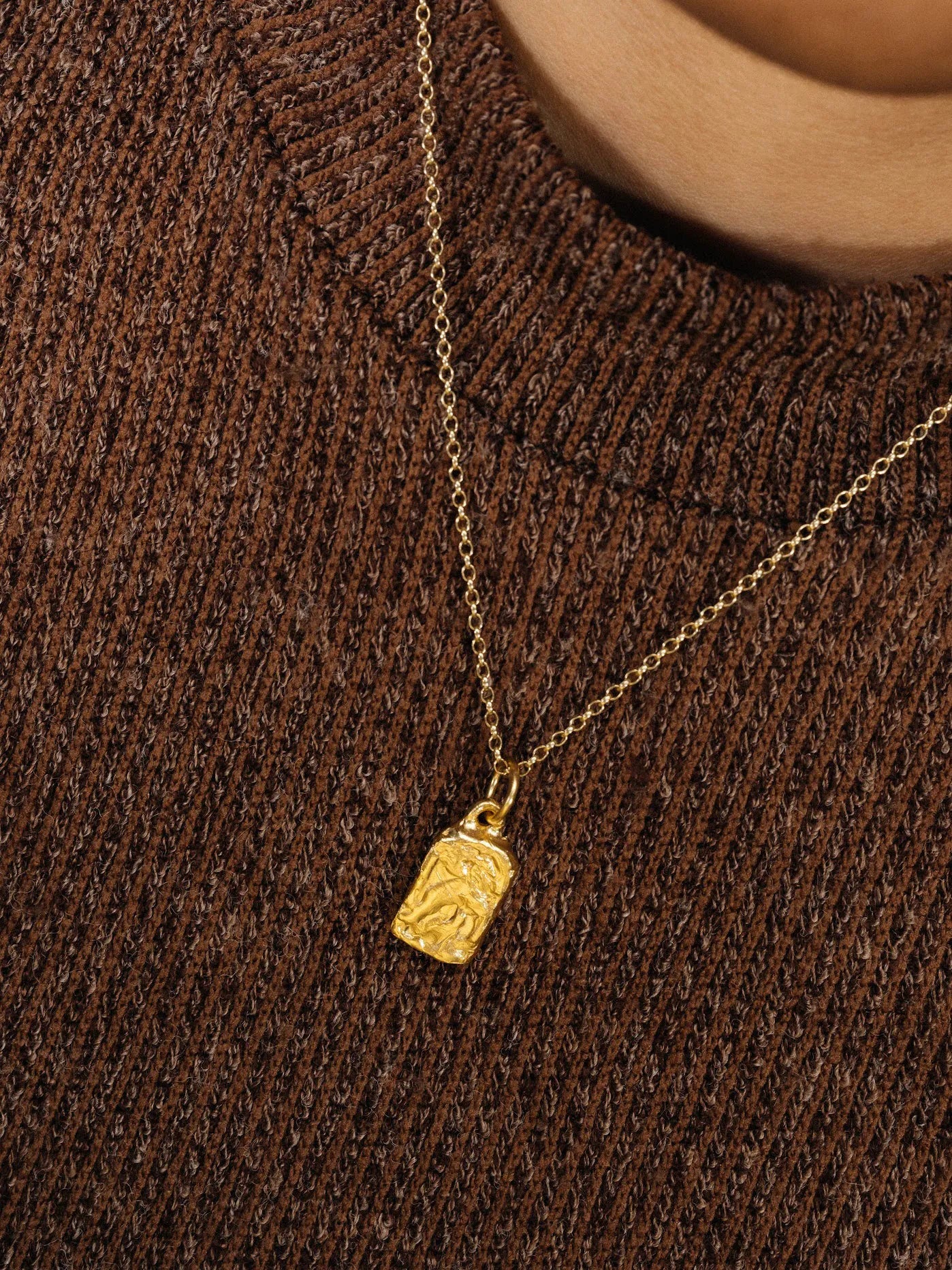 Handmade Rectangular Sculpted Necklace luxury jewelry, Sterling silver, luxurious look, front view