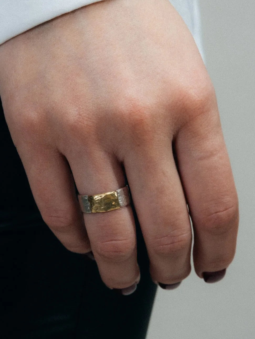 Strata Ring artisan crafted ring in 18ct Gold Vermeil, timeless style, lifestyle shot