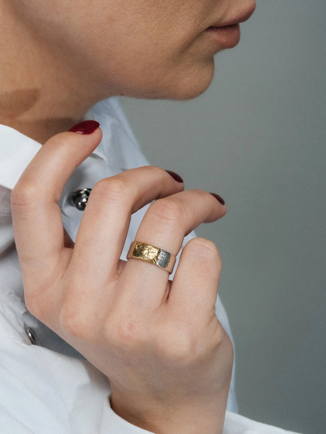 Premium Strata Ring handmade in premium metal, classic design, worn view