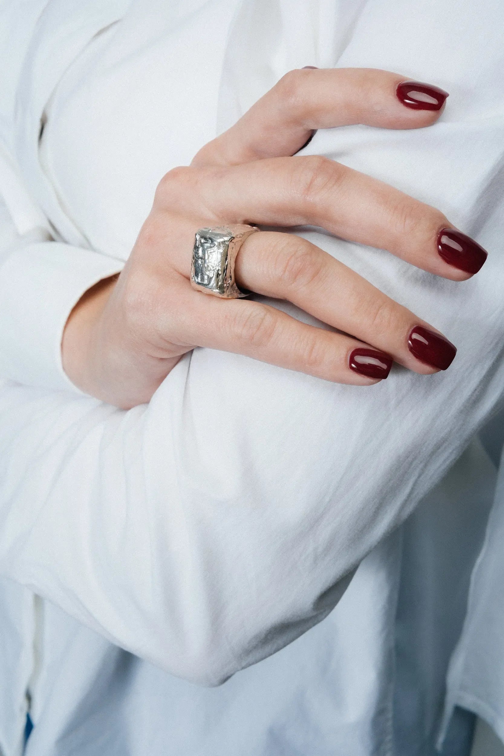 Artisan Molten Bubble Ring in premium Sterling silver, refined finish, angle view