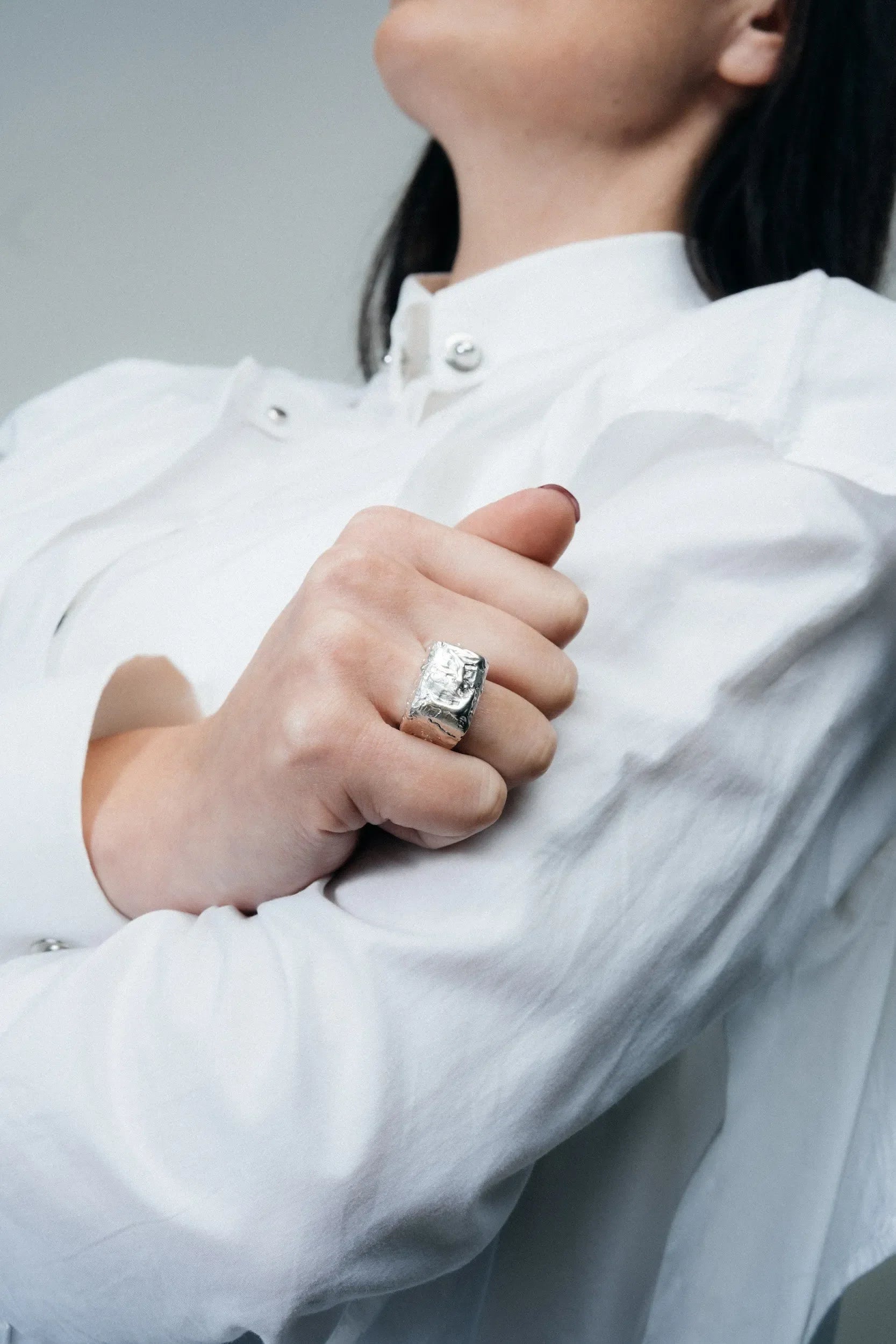 Molten Bubble Ring designer ring in 18ct Gold Vermeil, premium quality, side view