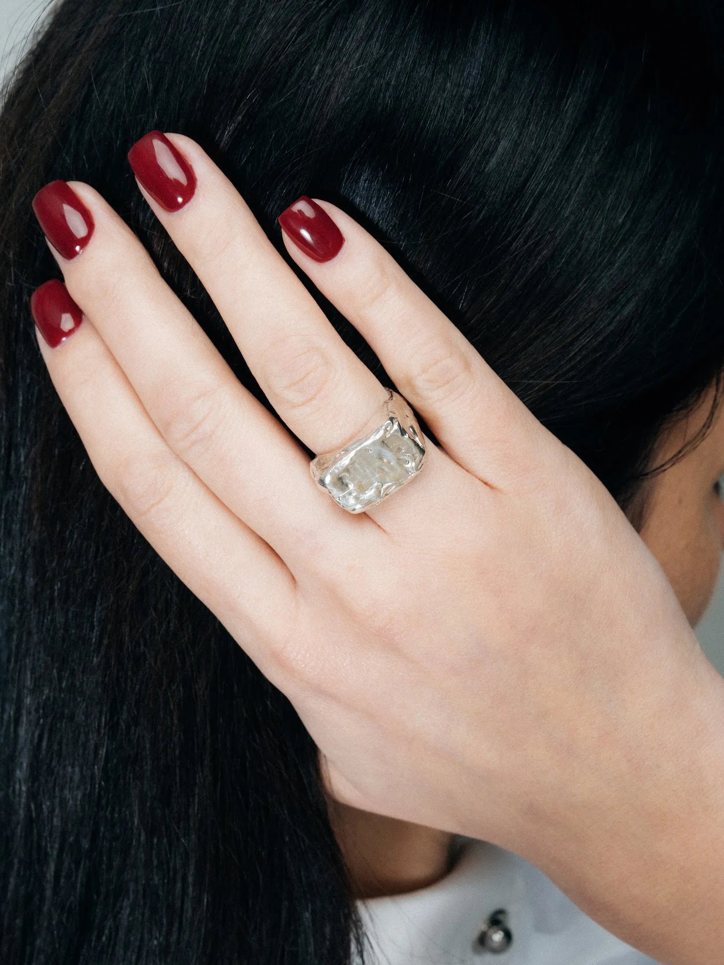 Rosa Signet Ring artisan crafted ring in premium metal, clean lines, lifestyle shot