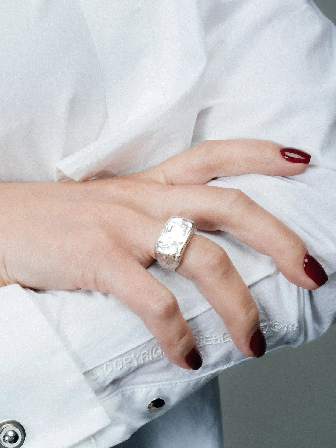 Handmade Rosa Signet Ring luxury jewelry, premium metal, modern style, front view