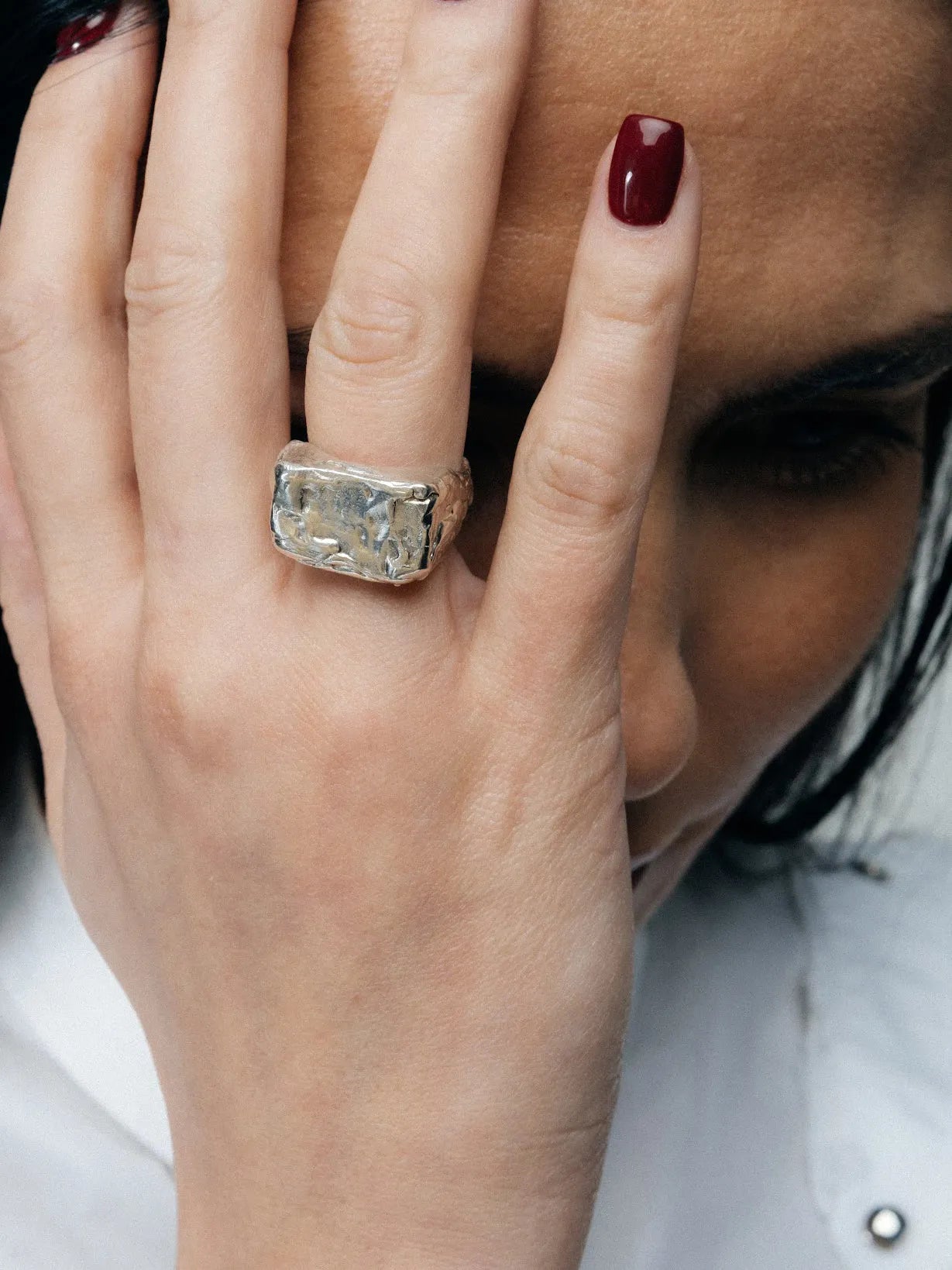 Artisan Rosa Signet Ring in premium 18ct Gold Vermeil, minimal design, angle view