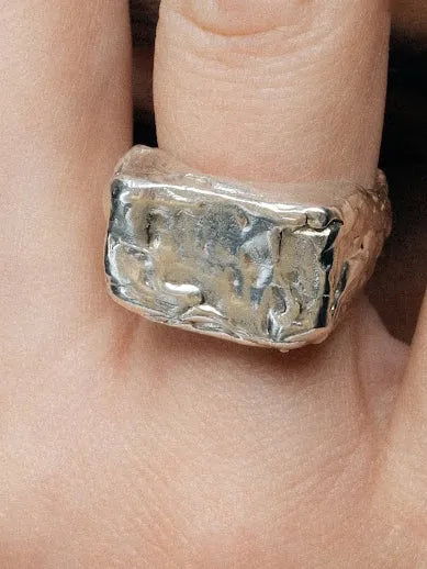 Rosa Signet Ring artisan designer ring in premium metal, bold design, different perspective