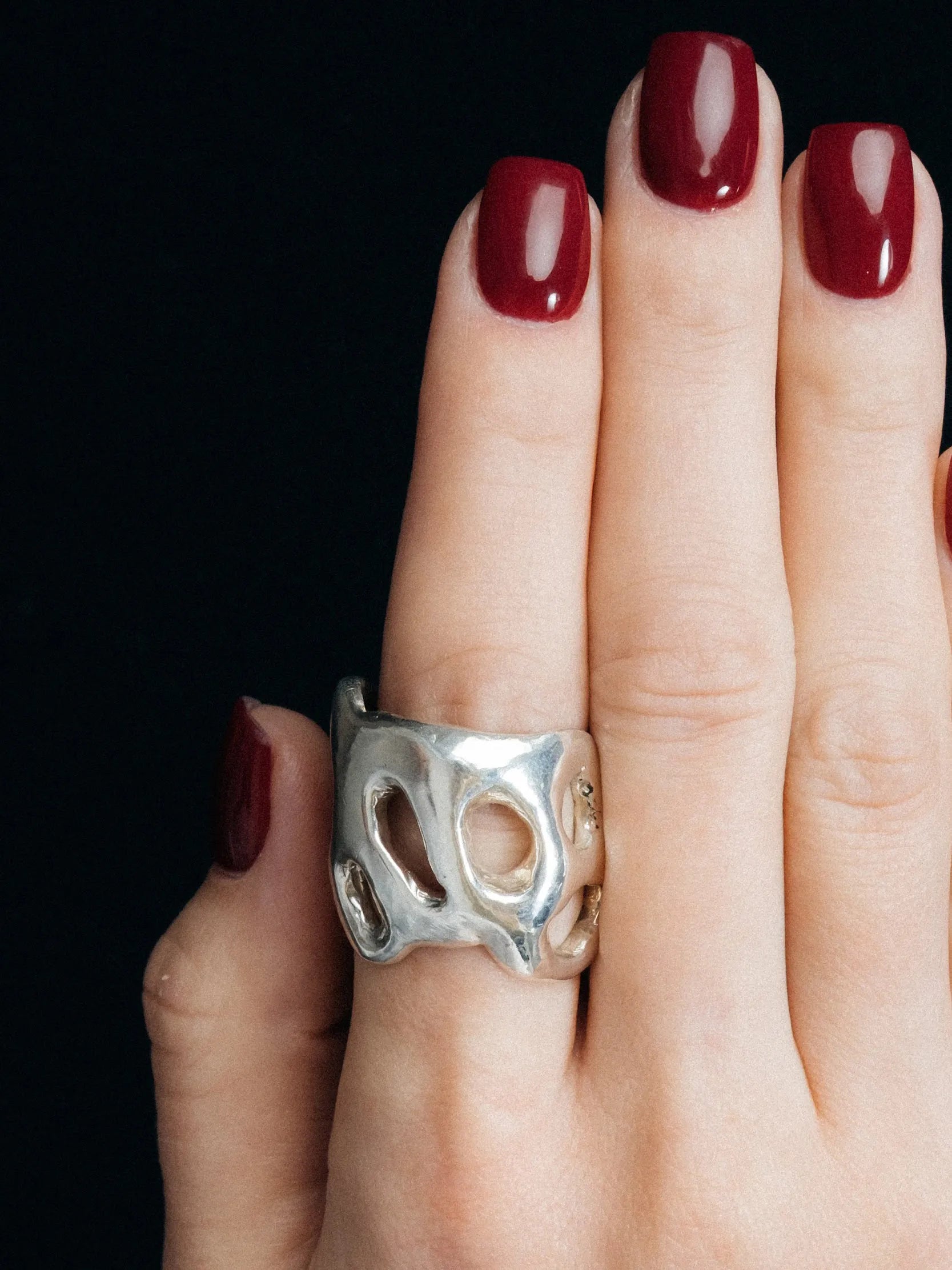 Fence Ring handmade luxury ring, 18ct Gold Vermeil finish, sophisticated style, close-up