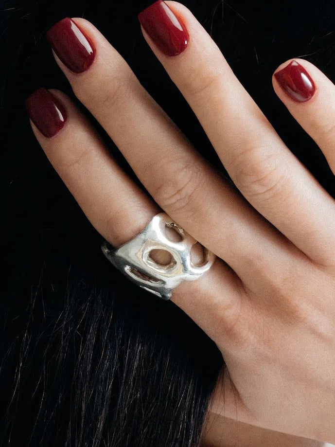 Handmade Fence Ring luxury jewelry, Sterling silver, luxurious look, front view