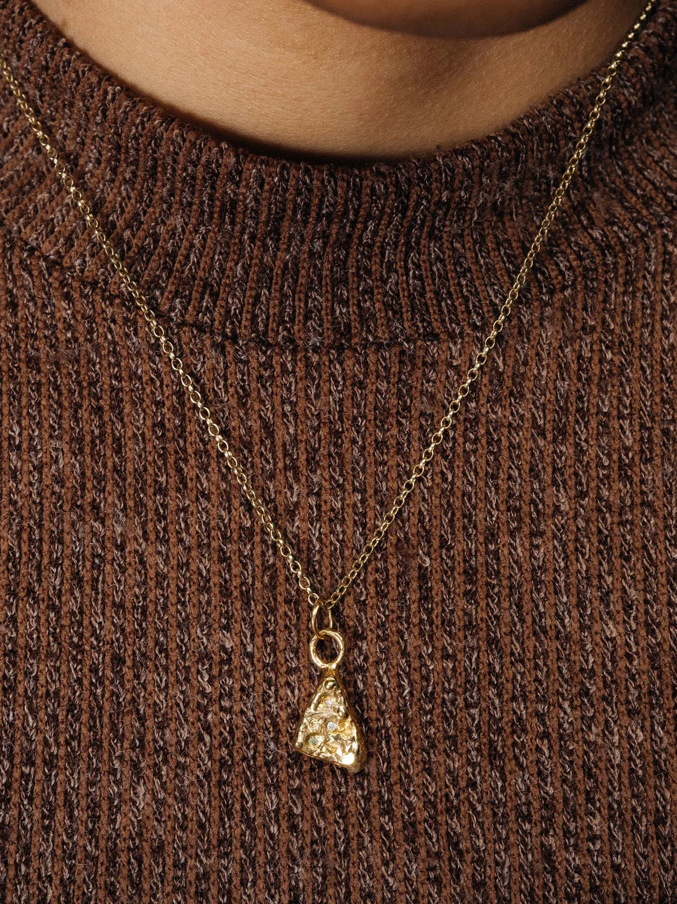 Artisan Triad Spark Gem Necklace in premium Sterling silver, refined finish, angle view