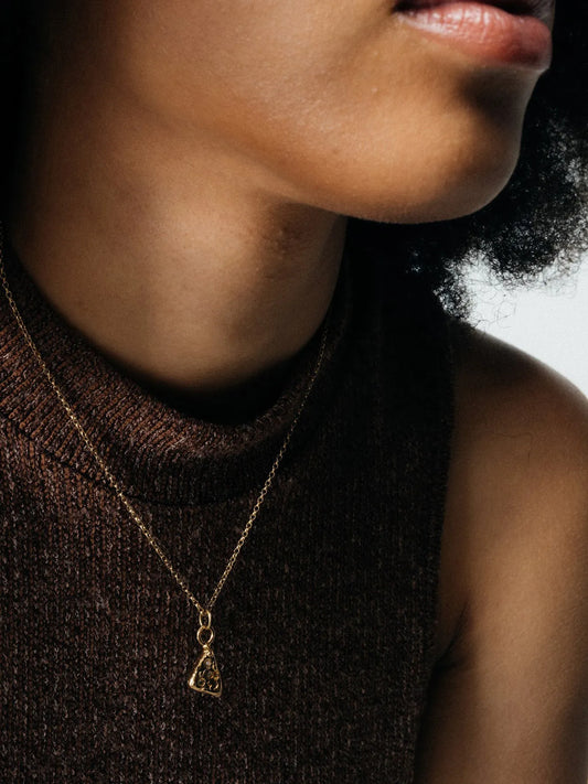 Triad Spark Gem Necklace handmade luxury necklace, 18ct Gold Vermeil finish, sophisticated style, close-up