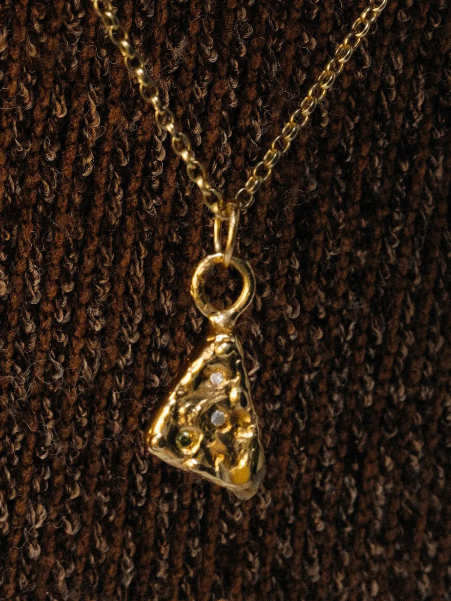 Triad Spark Gem Necklace designer necklace in 18ct Gold Vermeil, premium quality, side view