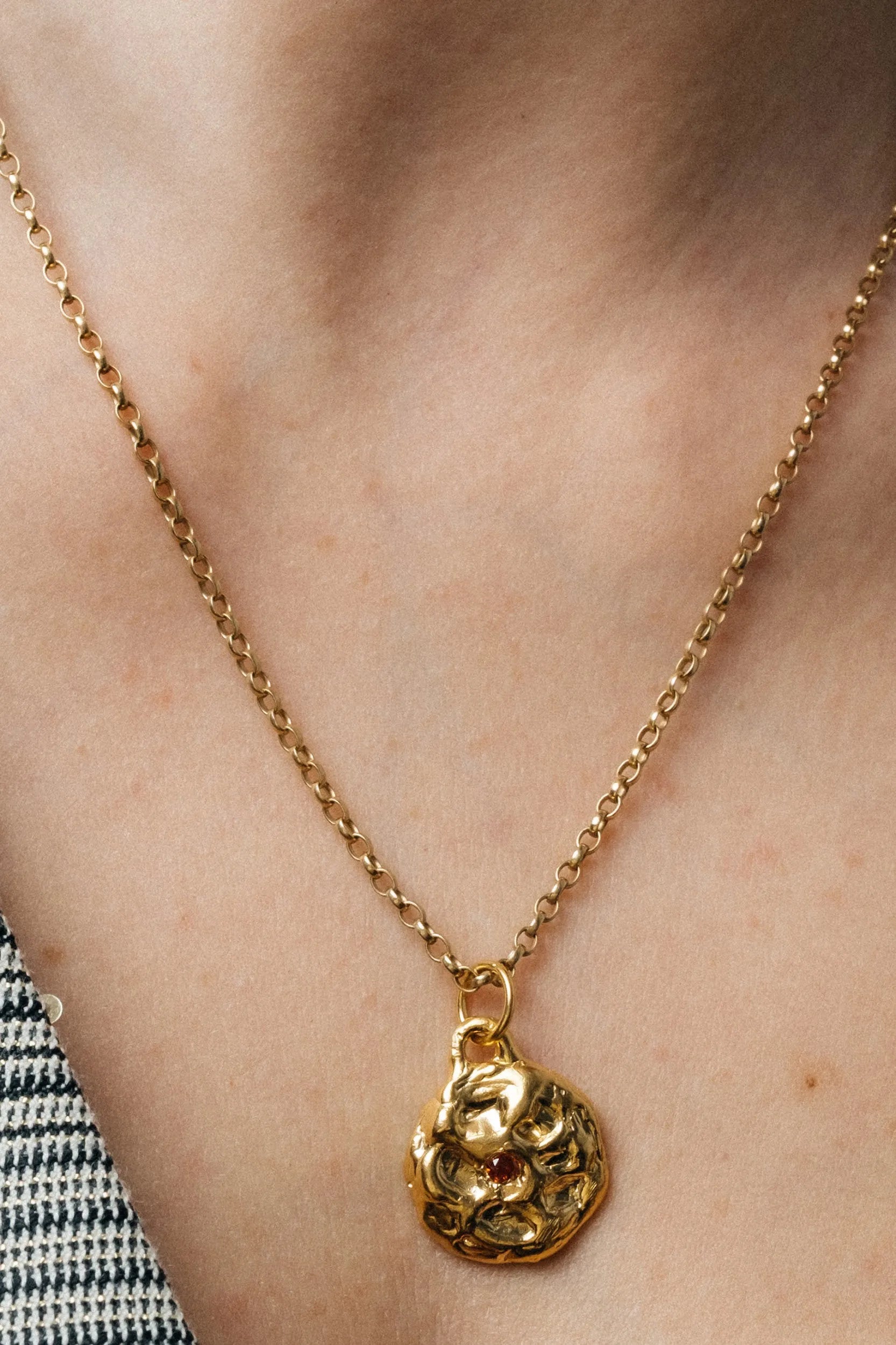 Moon Gem Pendant handmade luxury necklace, Sterling silver finish, sophisticated style, close-up