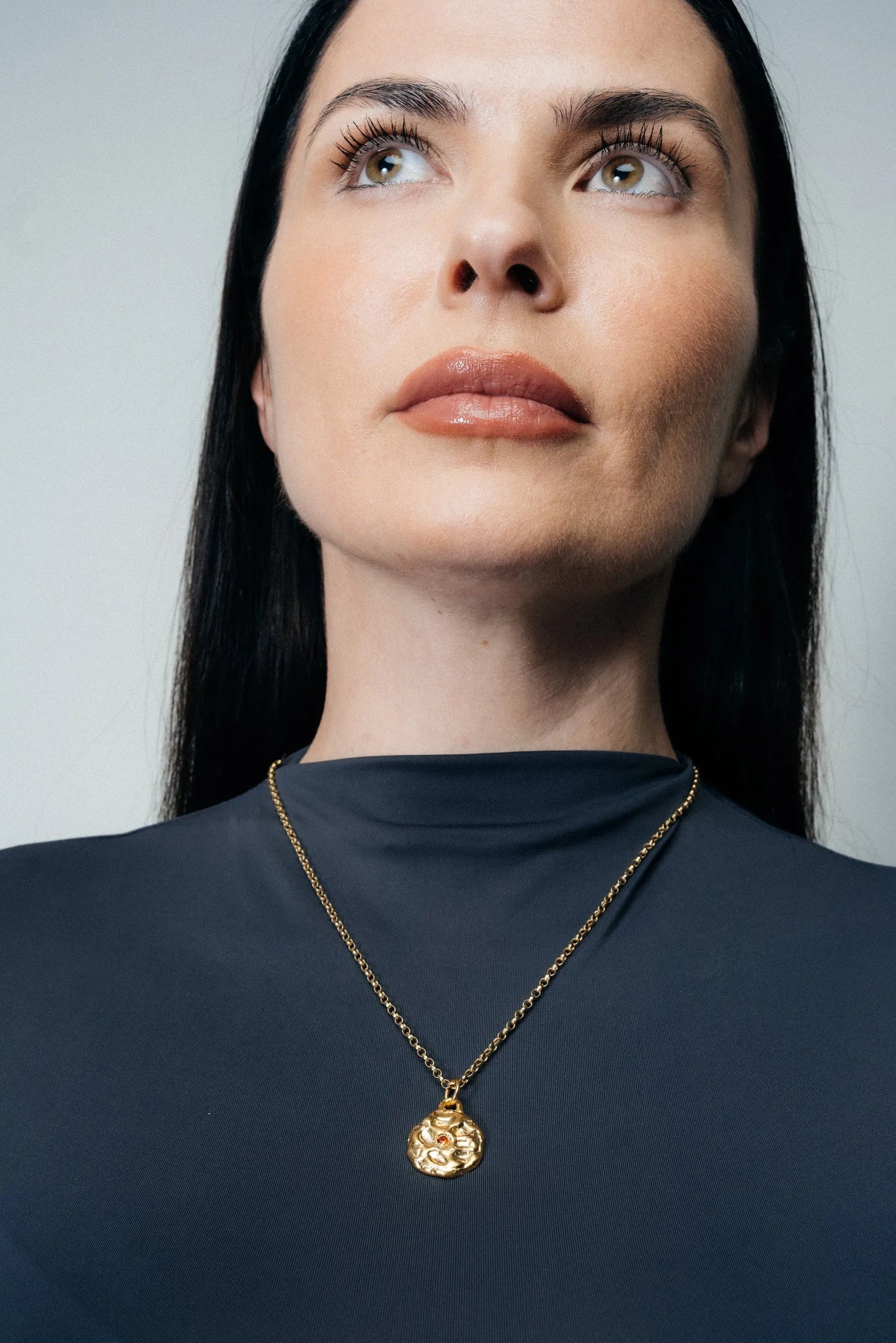 Artisan Moon Gem Pendant in premium Sterling silver, refined finish, angle view