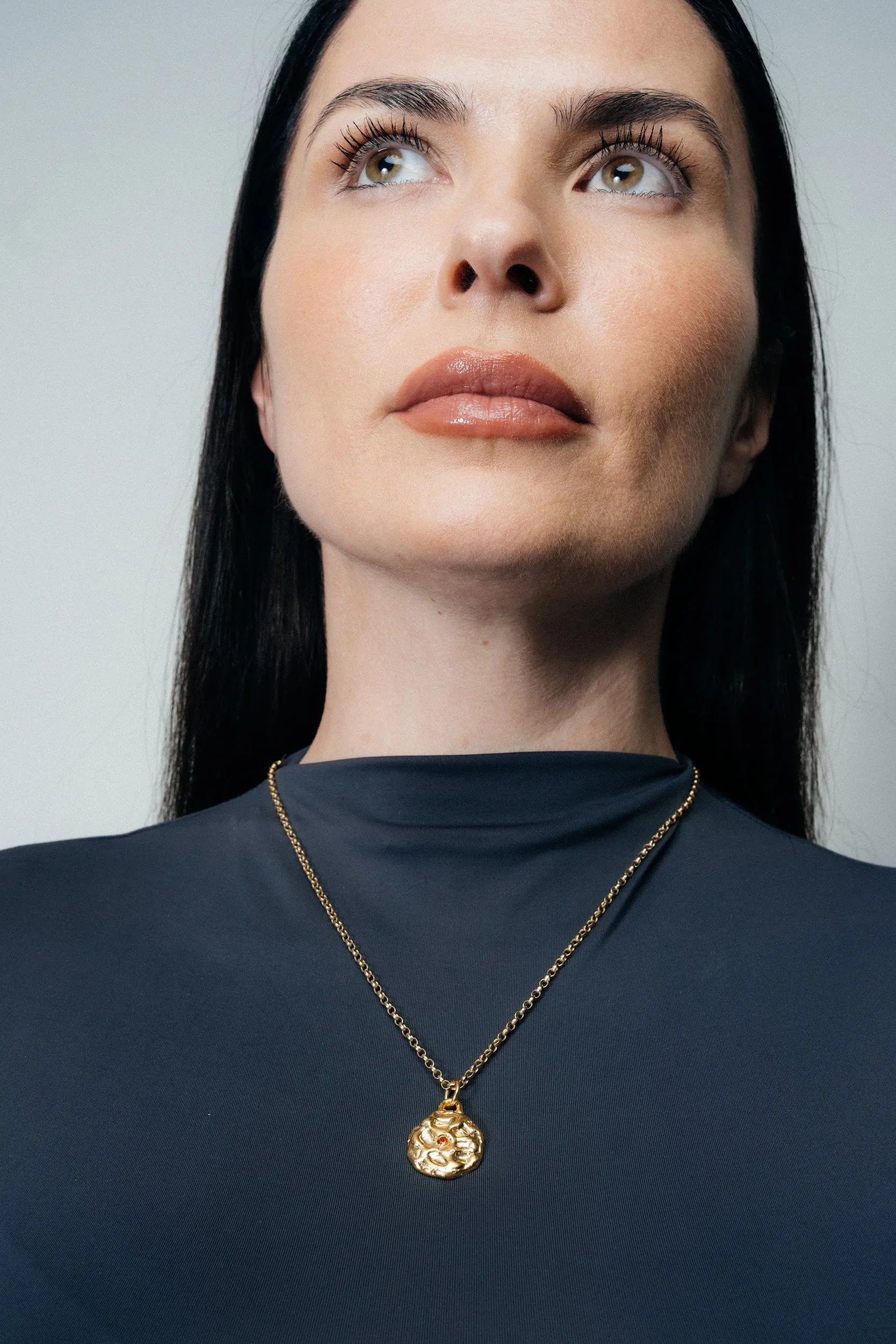 Artisan Moon Gem Pendant in premium Sterling silver, refined finish, angle view