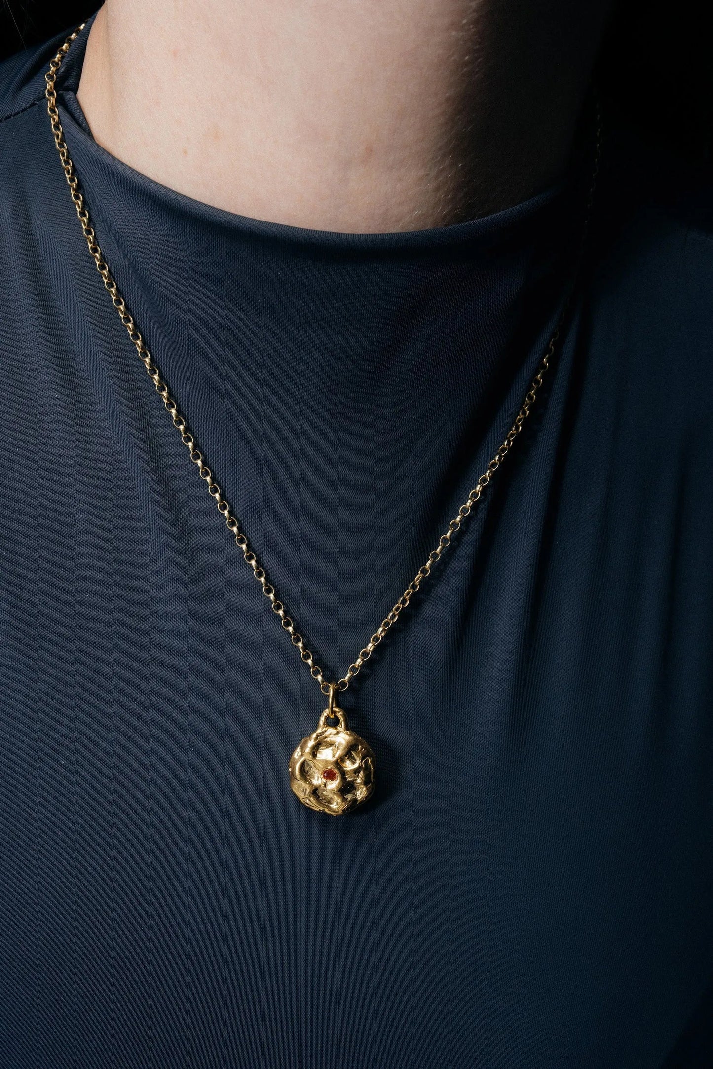 Moon Gem Pendant designer necklace in Sterling silver, premium quality, side view