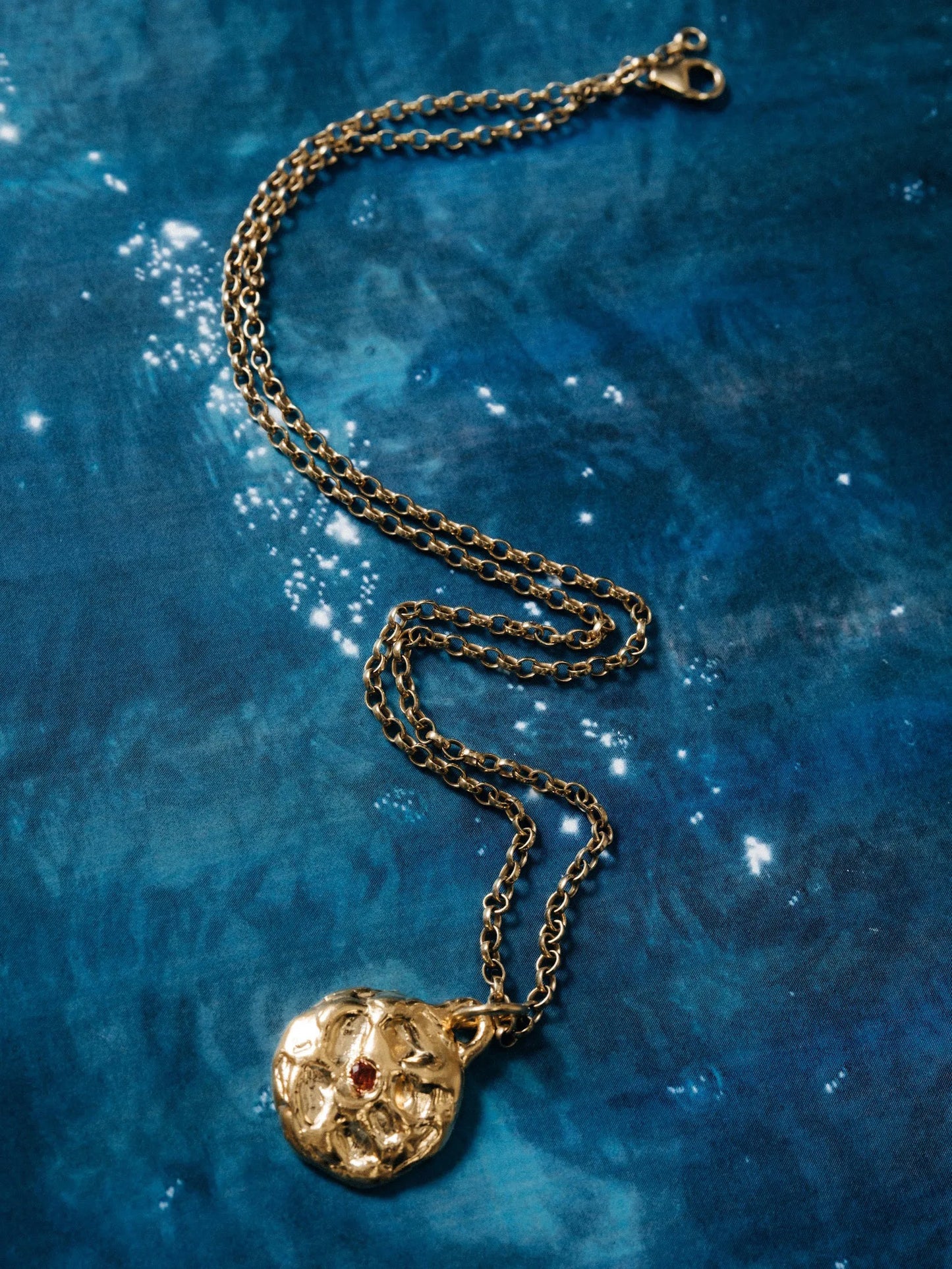 Handmade Moon Gem Pendant luxury 18ct Gold Vermeil finish, polished finish, full view