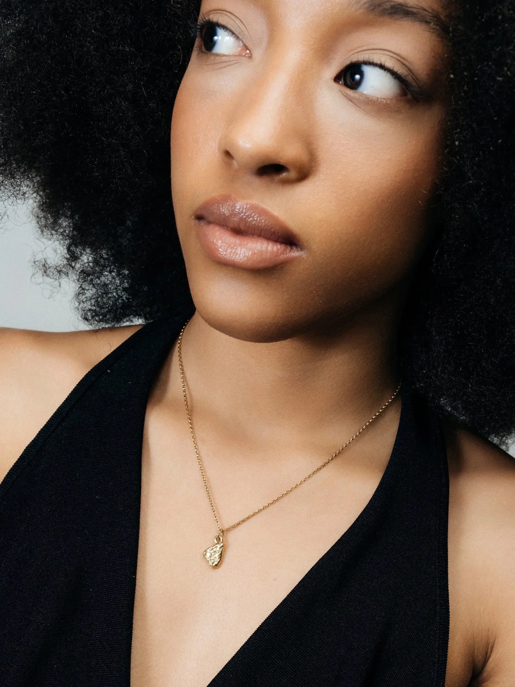 Artisan Triad Spark Necklace in premium Sterling silver, refined finish, angle view