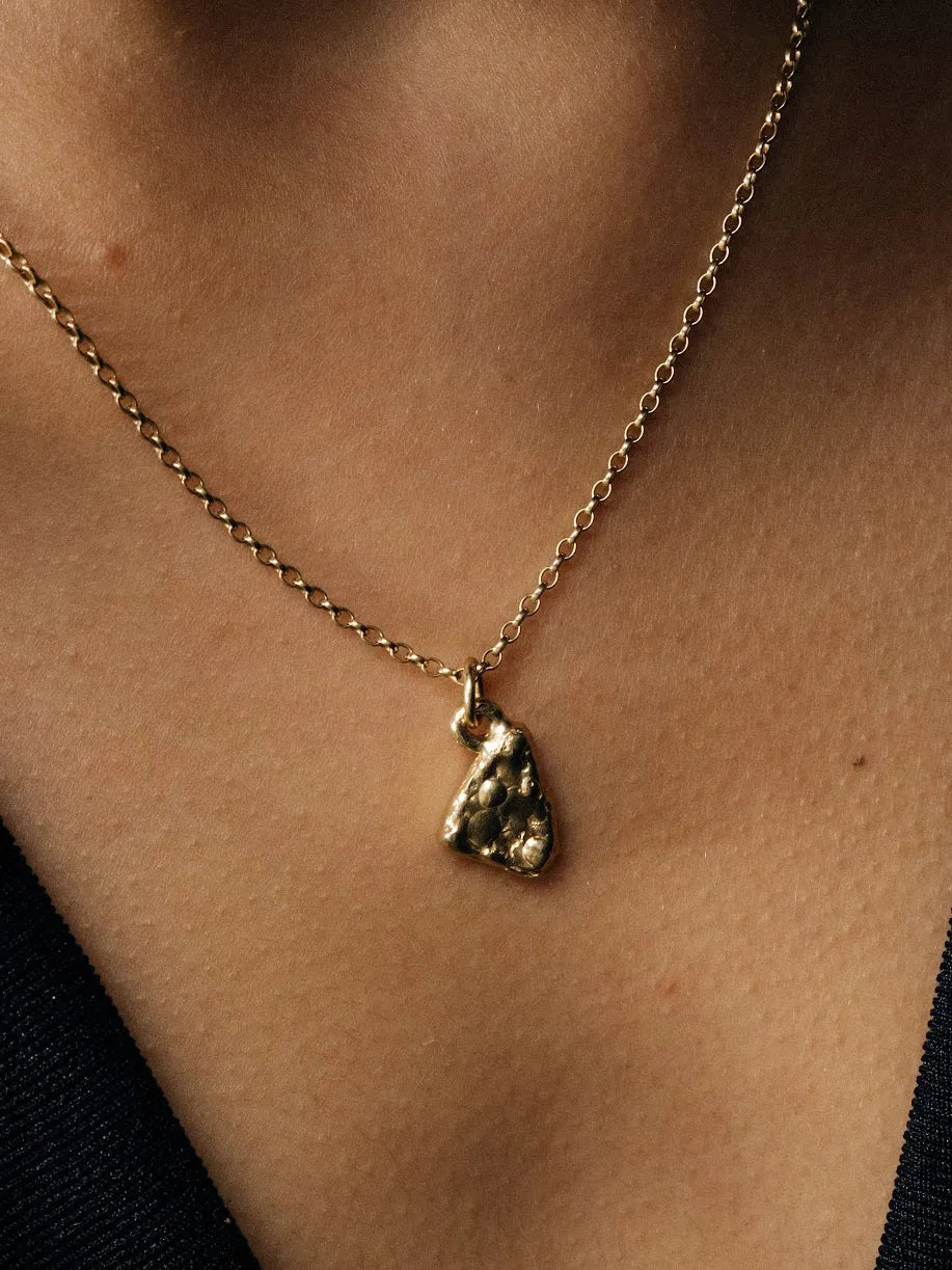 Triad Spark Necklace designer necklace in 18ct Gold Vermeil, premium quality, side view