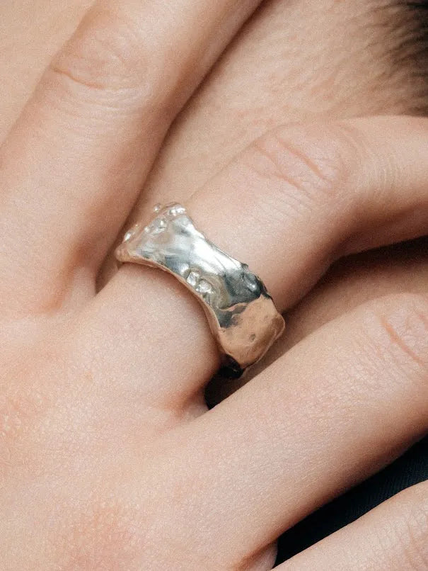 Tessy's Ring handmade luxury ring, 18ct Gold Vermeil finish, sophisticated style, close-up