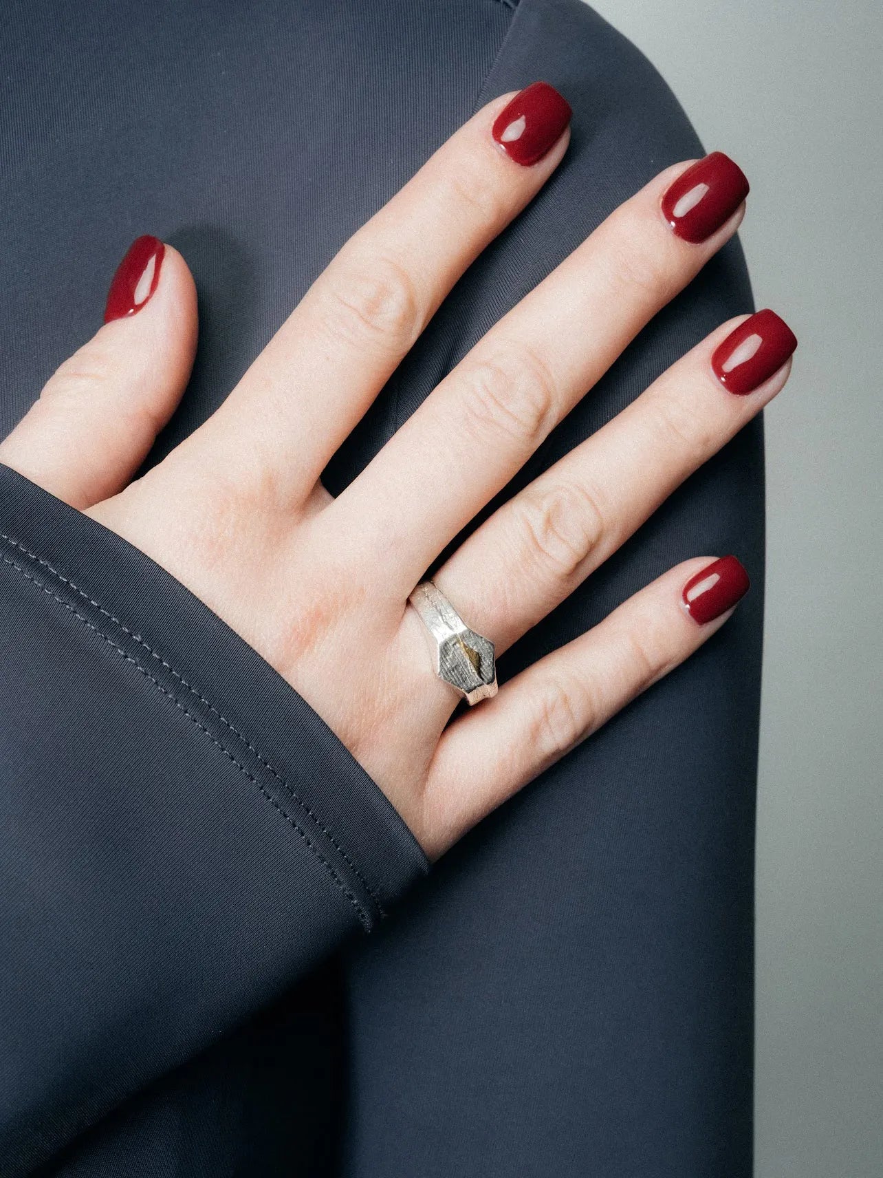 Artisan Cuttle Signature Ring in premium Sterling silver, refined finish, angle view