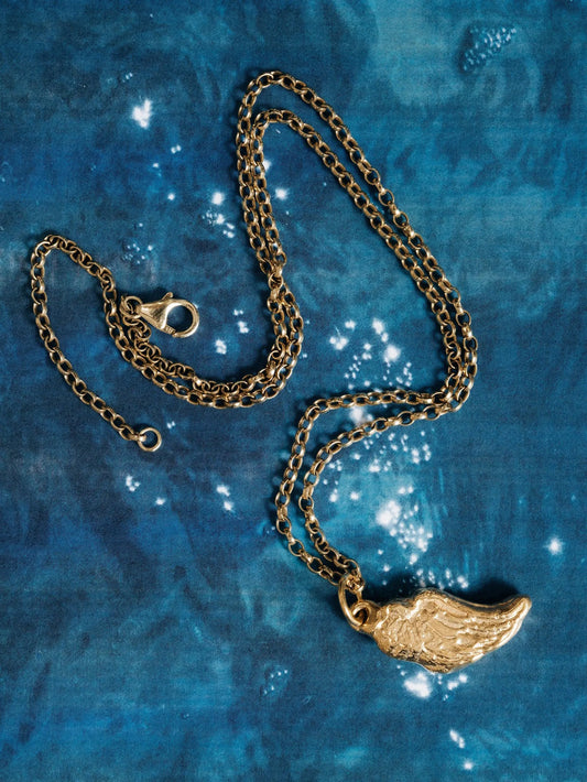 Handmade Angel Wing Necklace luxury jewelry, premium metal, luxurious look, front view