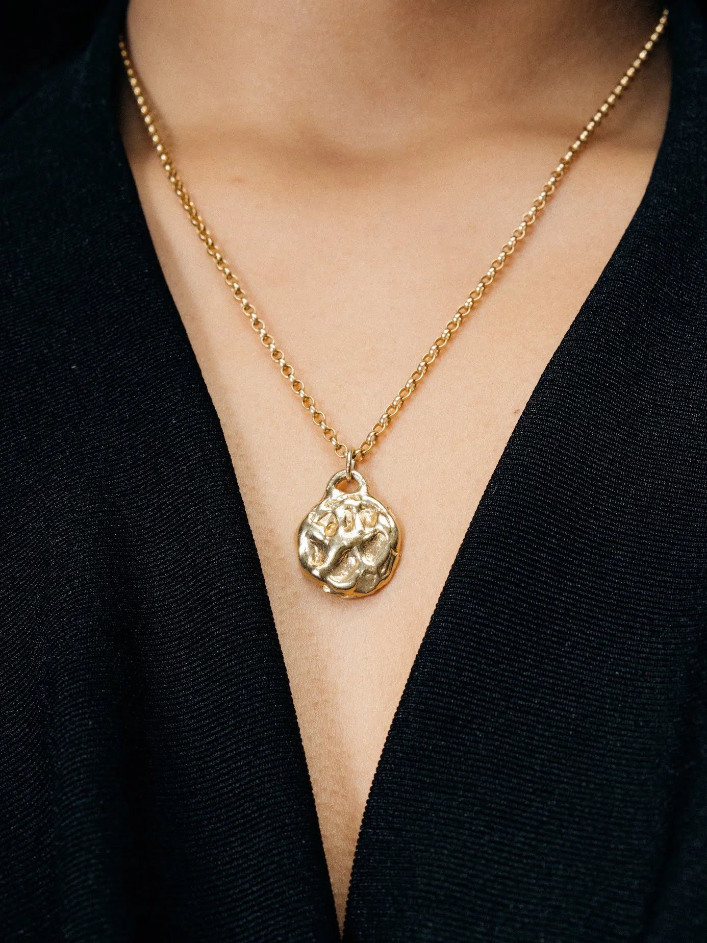 Artisan Moon Pendant in premium Sterling silver, refined finish, angle view