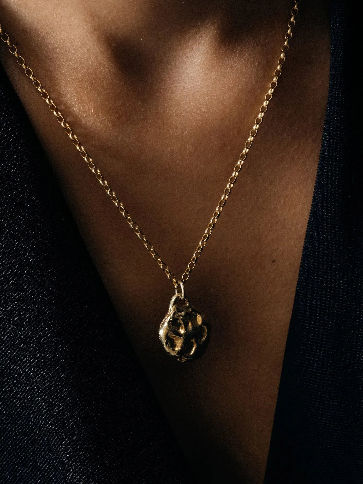 Moon Pendant handmade luxury necklace, 18ct Gold Vermeil finish, sophisticated style, close-up