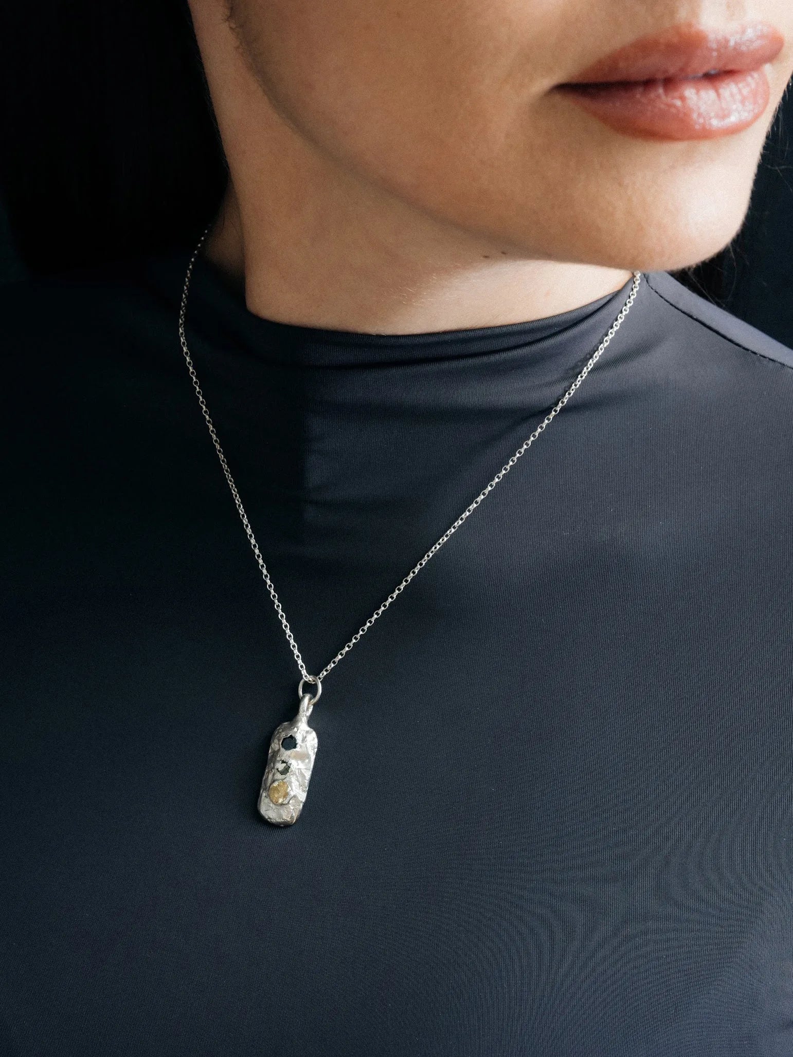 Chi Pendant designer necklace in 18ct Gold Vermeil, premium quality, side view