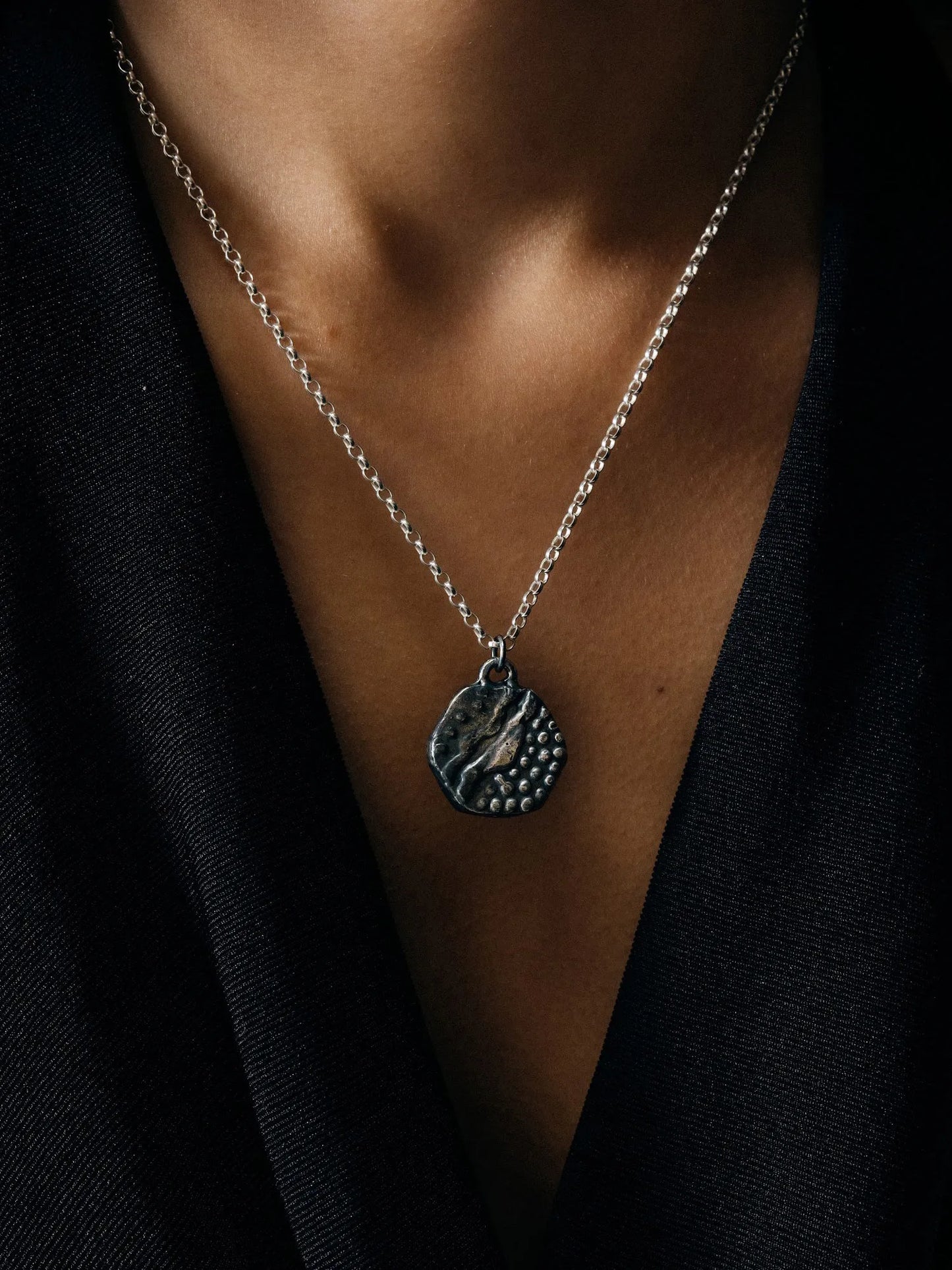 Another Dotty Necklace luxury artisan necklace in premium metal, stunning finish, styled view