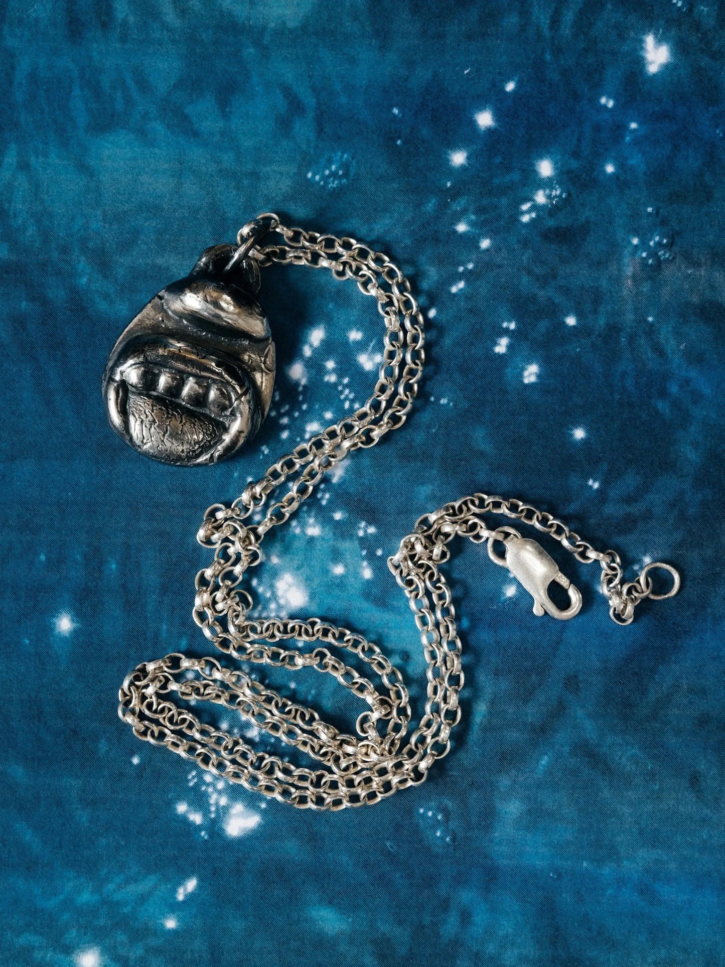 Tongue & Teeth Necklace luxury artisan necklace in premium metal, stunning finish, styled view