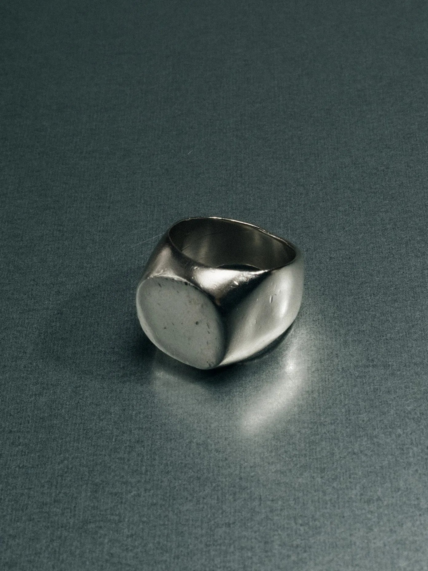 Square Round Signet Ring artisan designer ring in 18ct Gold Vermeil, bold design, different perspective