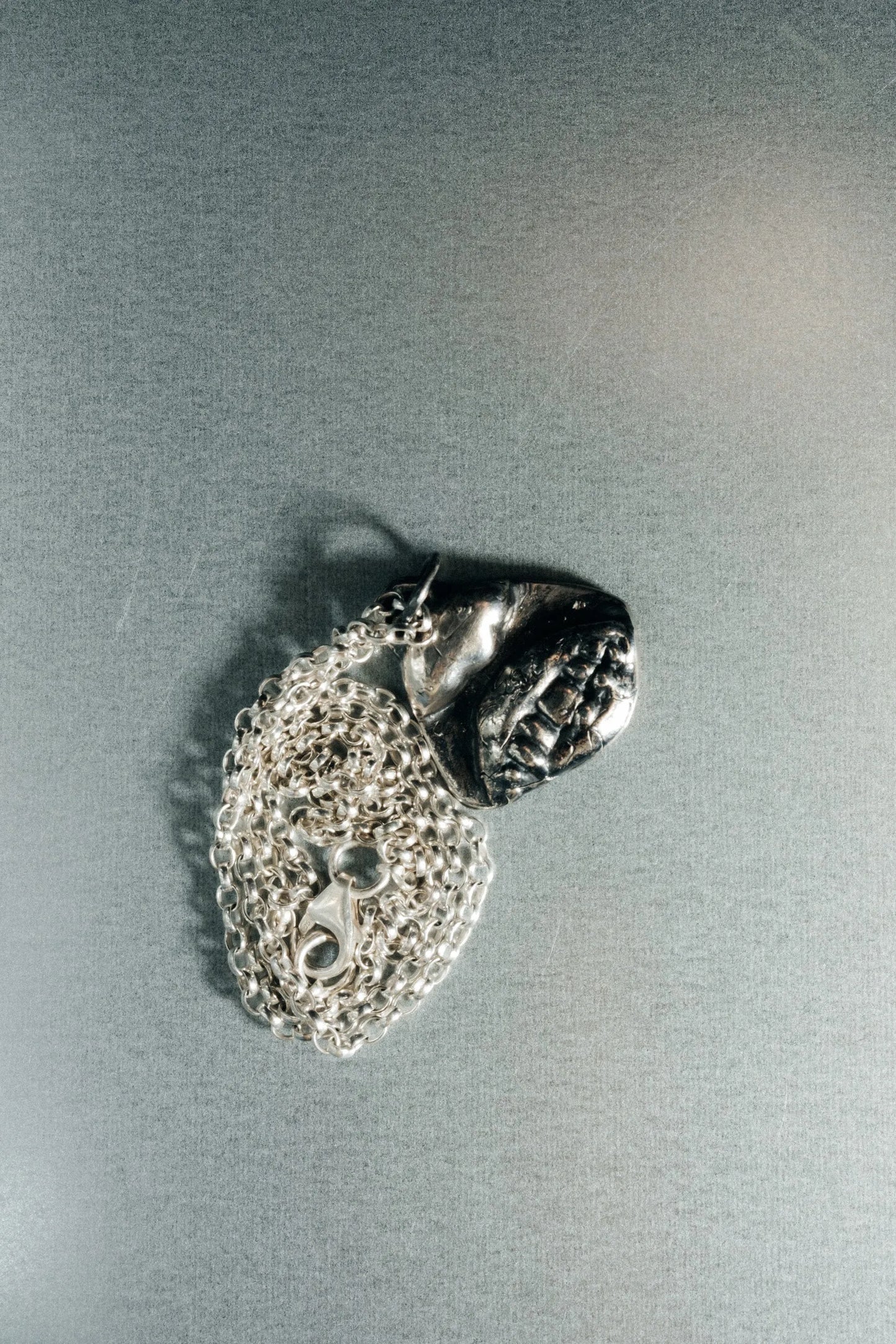 Designer Smiler Necklace in premium metal, handmade jewelry, cheerful gift, alternate angle