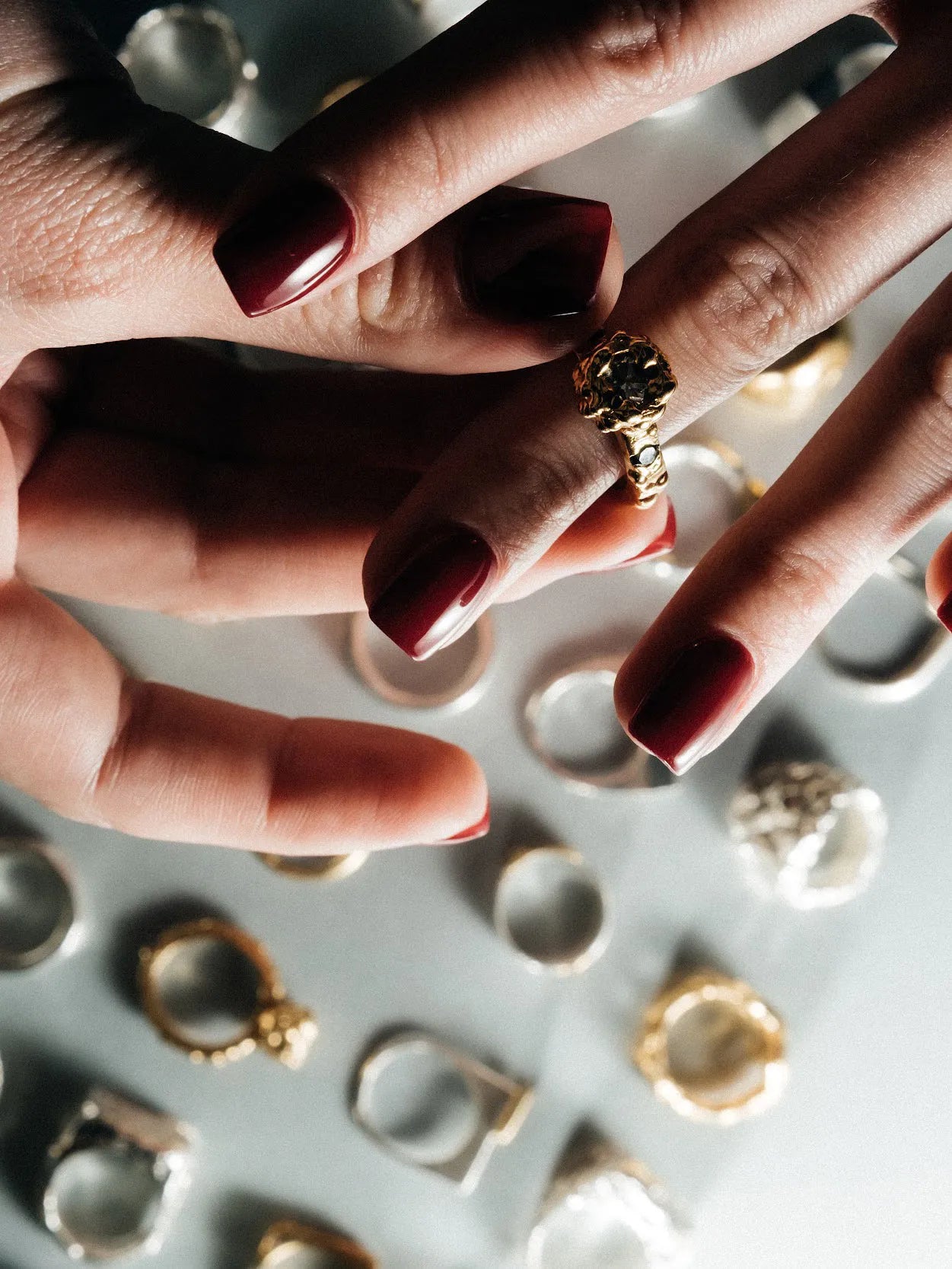 Designer Orbit Gem Ring in 18ct Gold Vermeil, handmade jewelry, exquisite detail, alternate angle