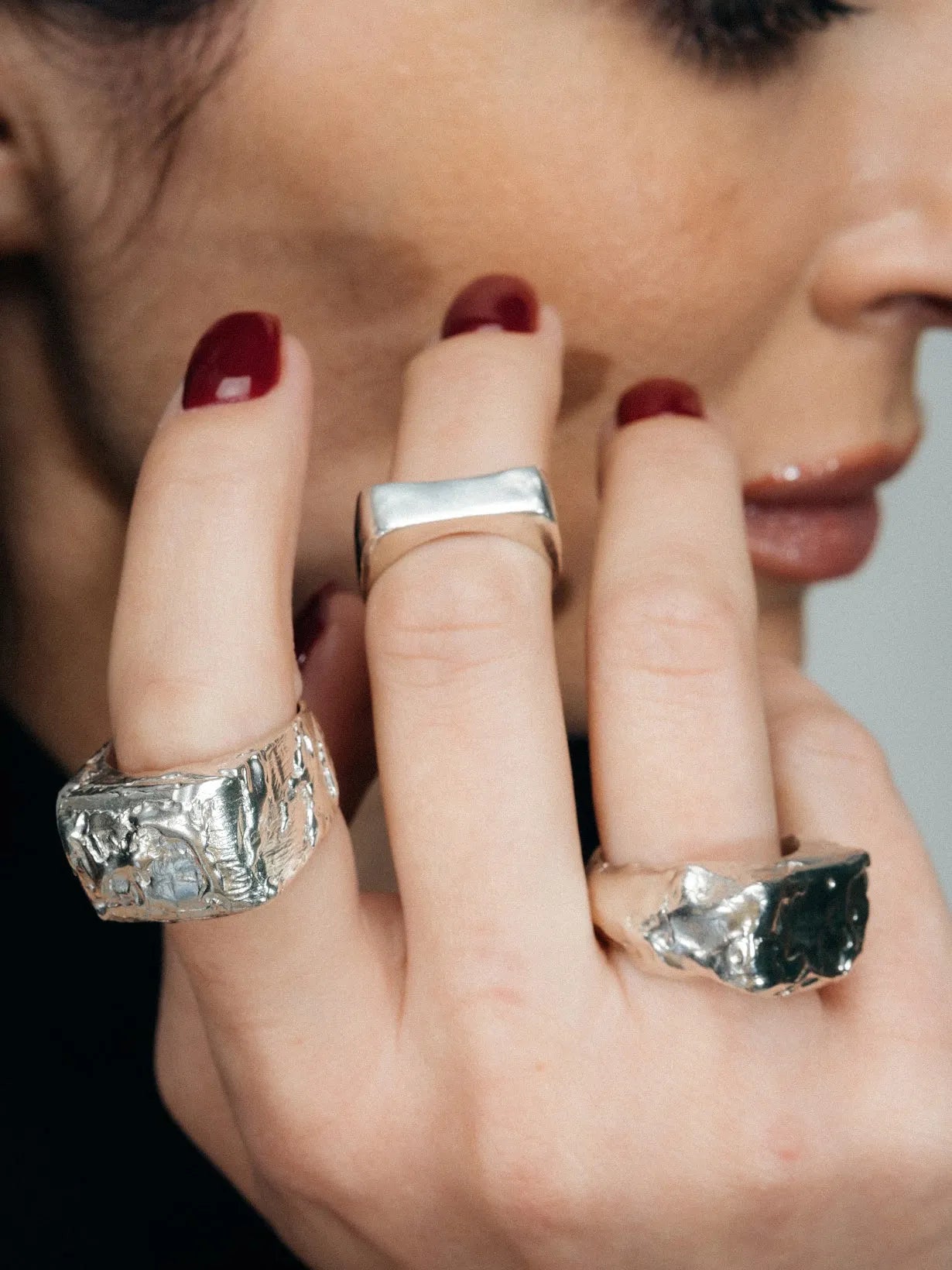 Premium Molten Bubble Ring handmade in Sterling silver, classic design, worn view