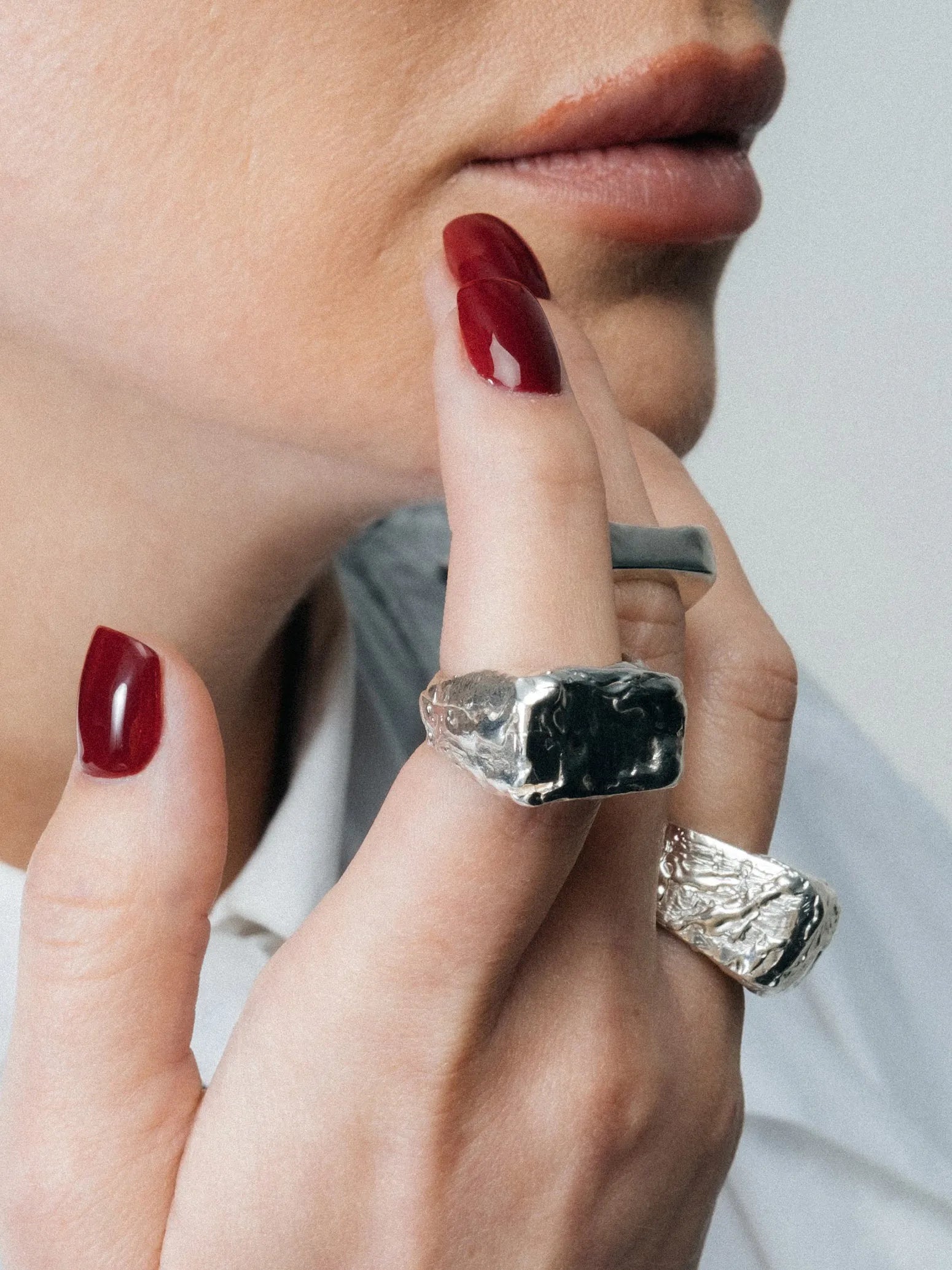 Molten Bubble Ring designer ring in Sterling silver, premium quality, side view