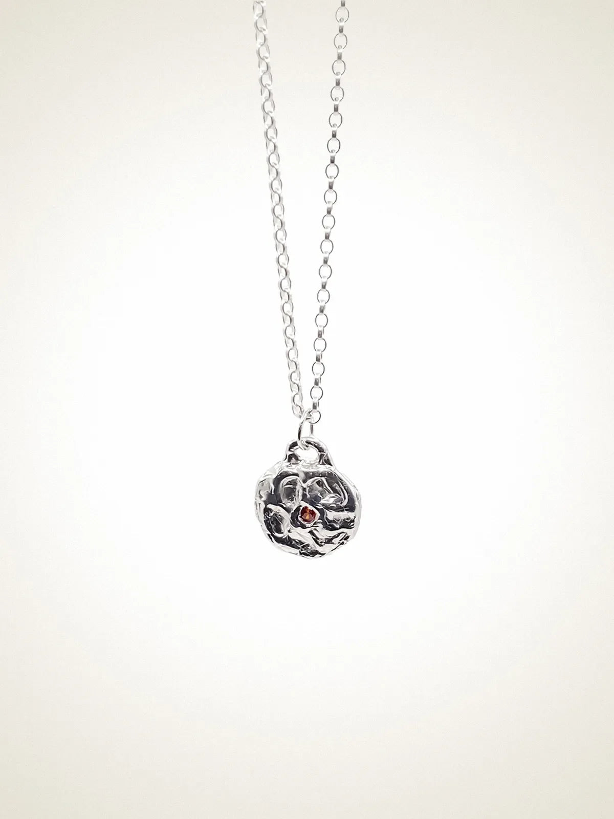 Moon Gem Pendant artisan crafted necklace in Sterling silver, timeless style, lifestyle shot