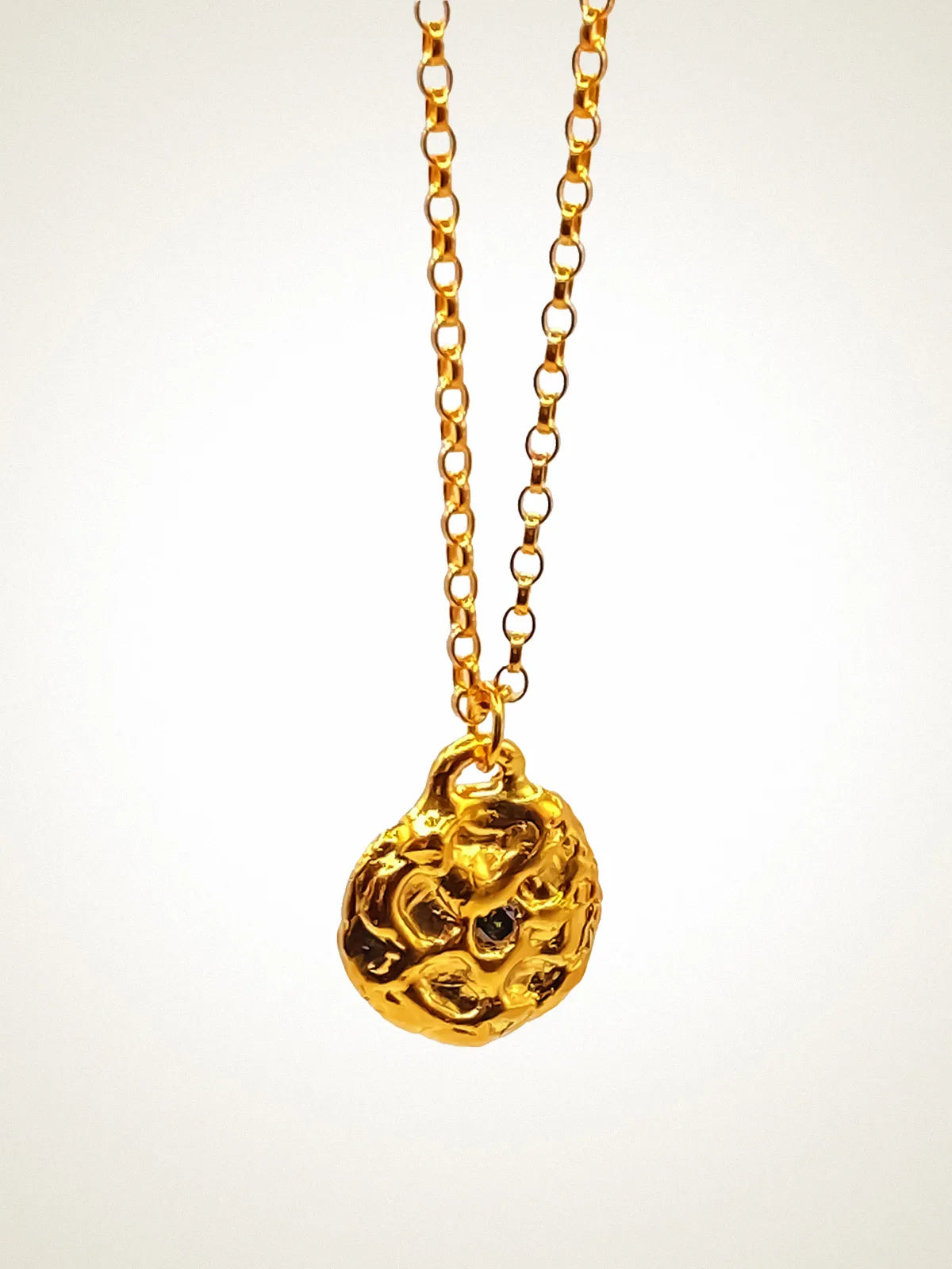 Moon Gem Pendant unique handcrafted necklace, Sterling silver, beautiful craftsmanship, product detail