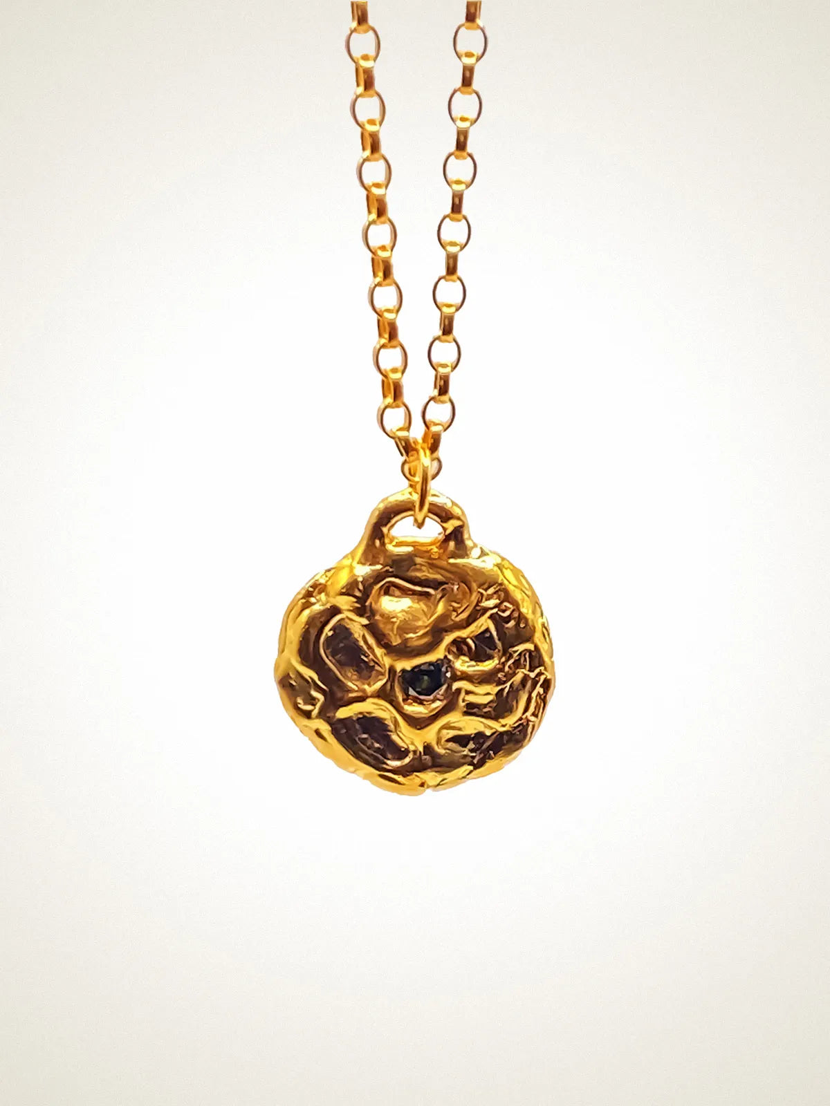 Designer Moon Gem Pendant in 18ct Gold Vermeil, handmade jewelry, exquisite detail, alternate angle