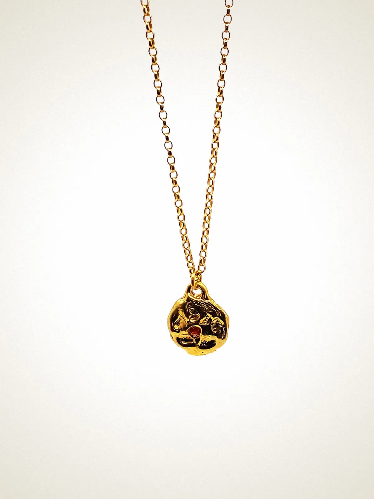 Moon Gem Pendant artisan designer necklace in 18ct Gold Vermeil, chic style, different perspective