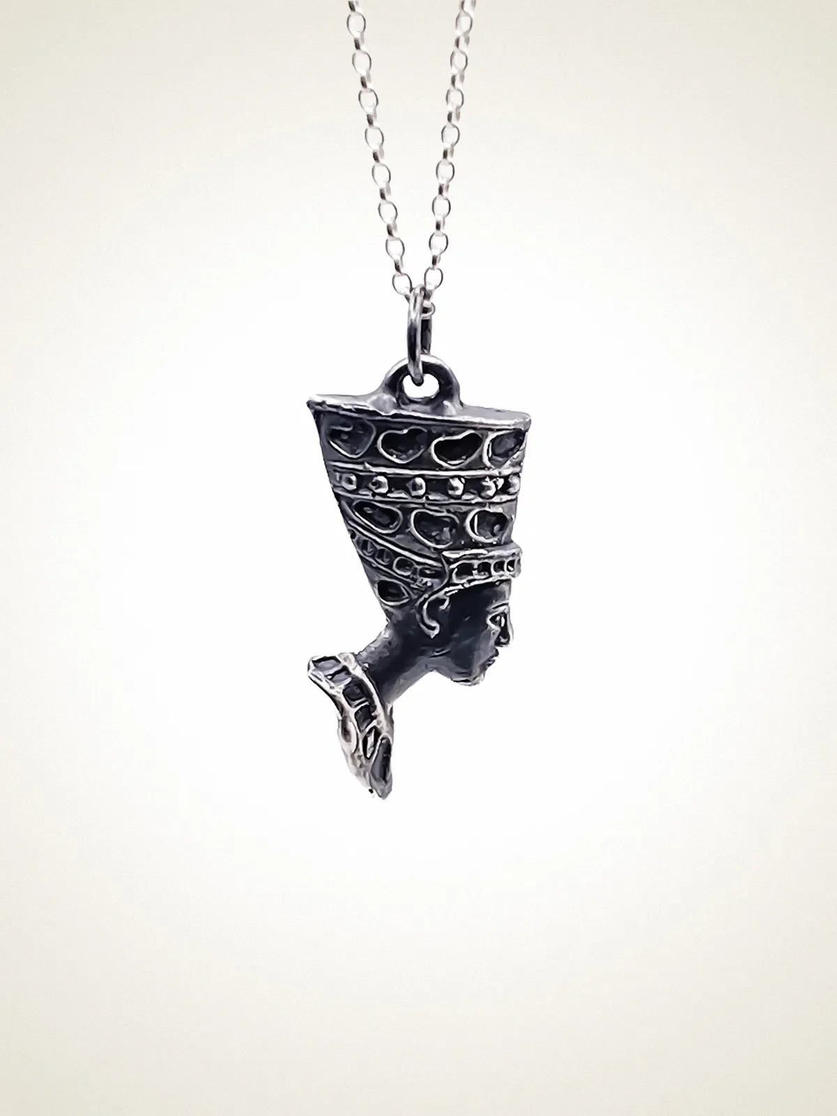 Handcrafted Nefertiti Necklace premium Patina jewelry, graceful design, product shot