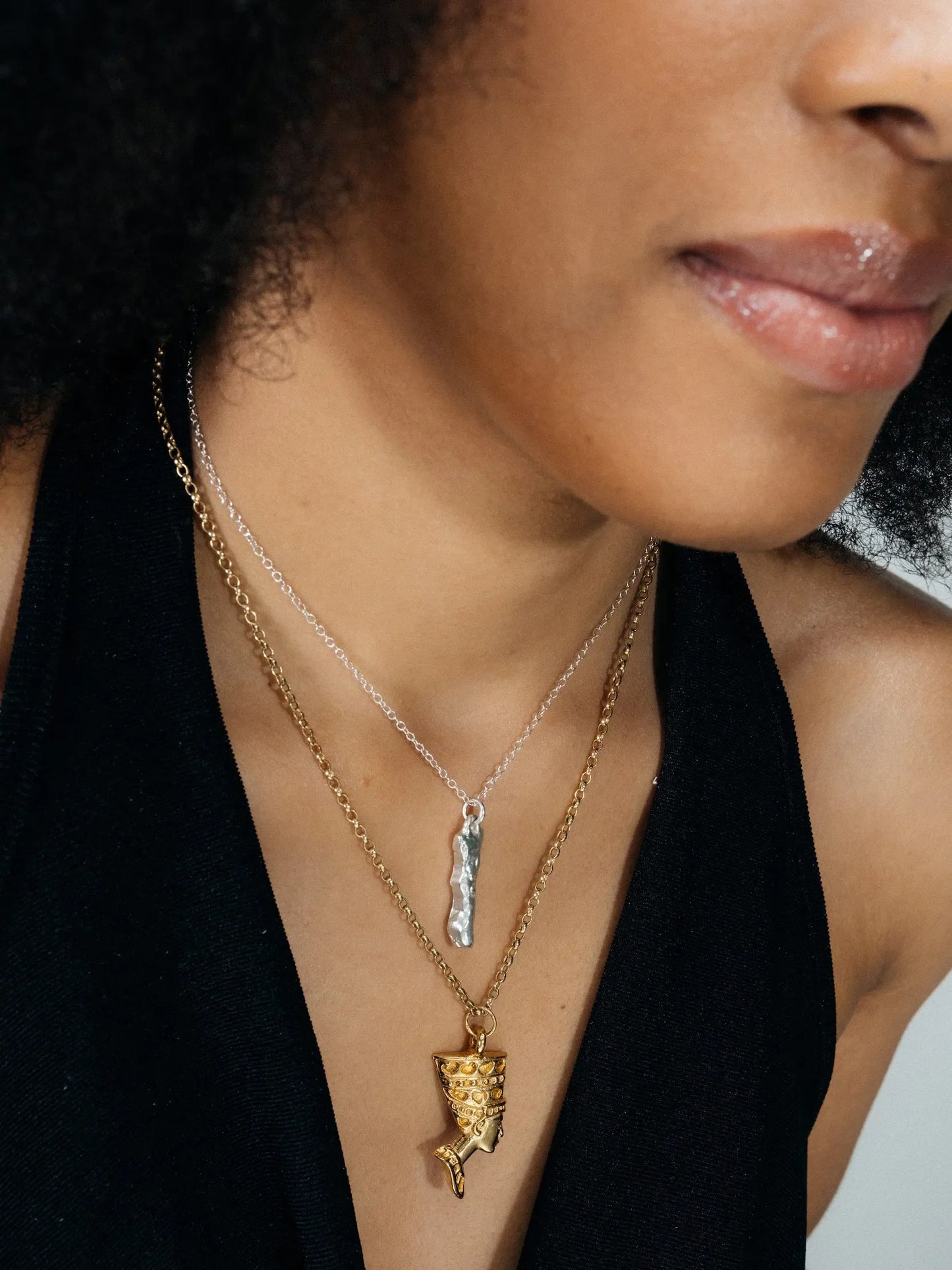 Nefertiti Necklace artisan crafted necklace in premium metal, timeless style, lifestyle shot