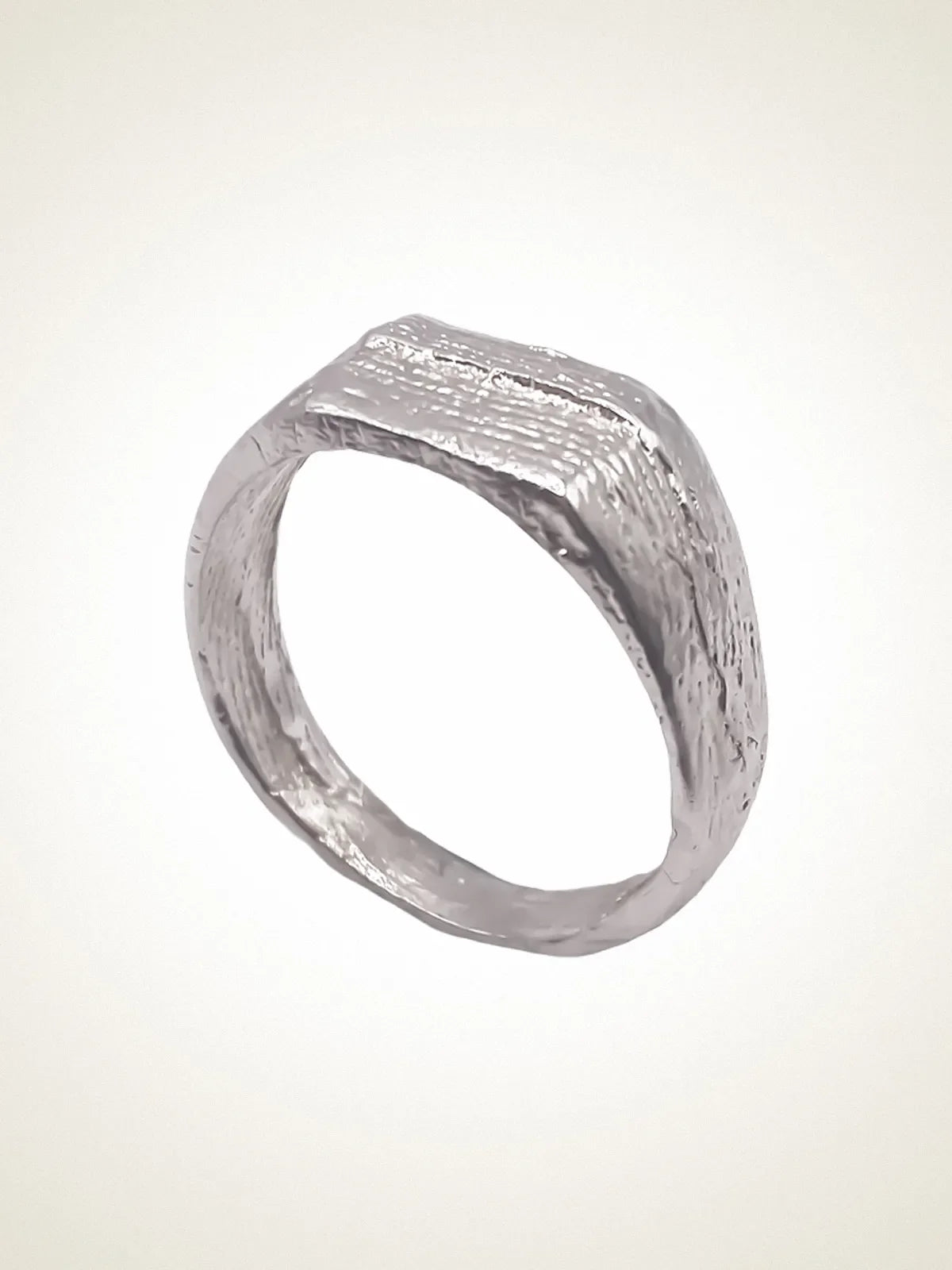 Premium Oceanpressed Ring handmade in Sterling silver, classic design, worn view