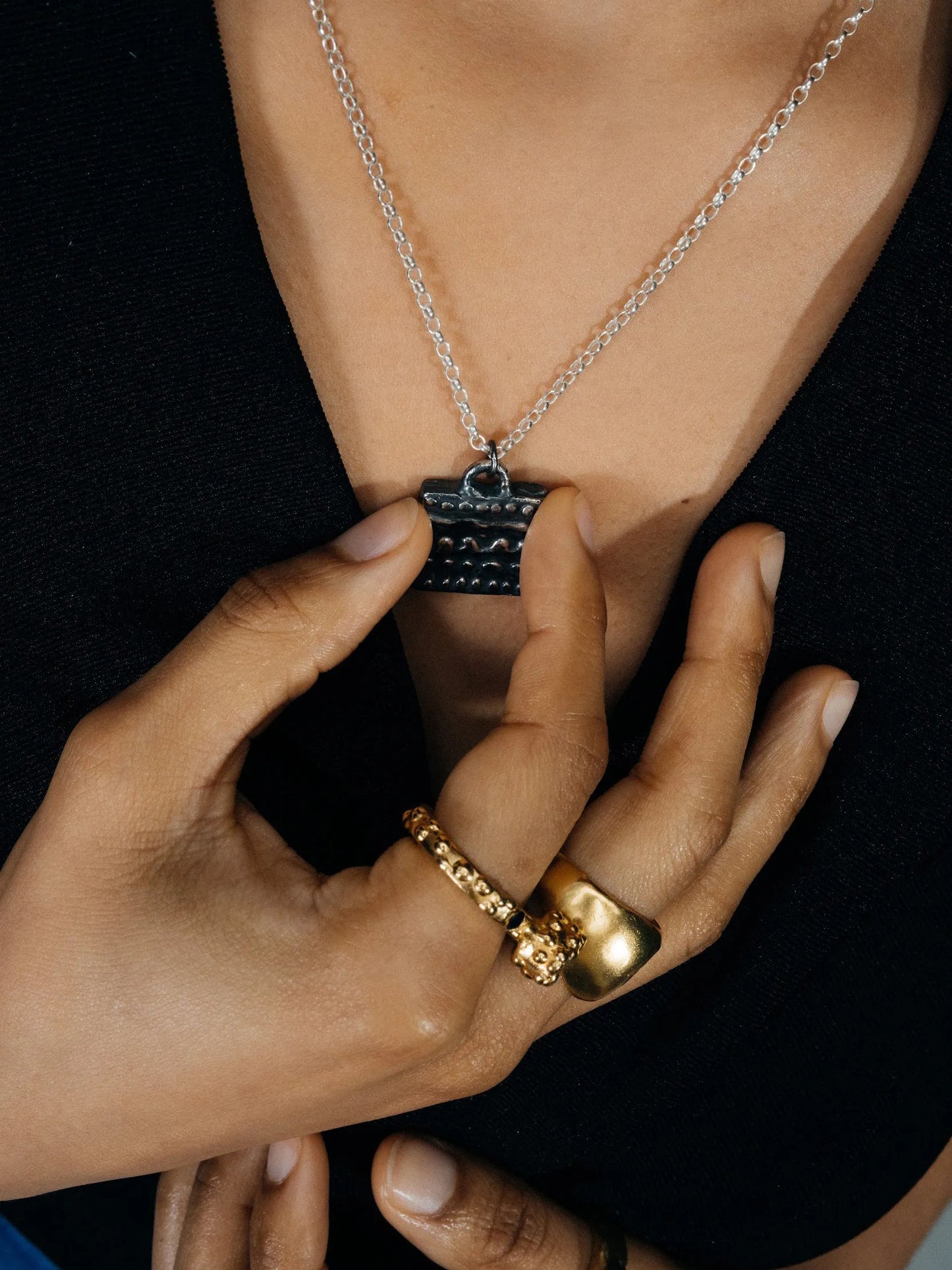 Another Dotty Necklace designer necklace in premium metal, premium quality, side view