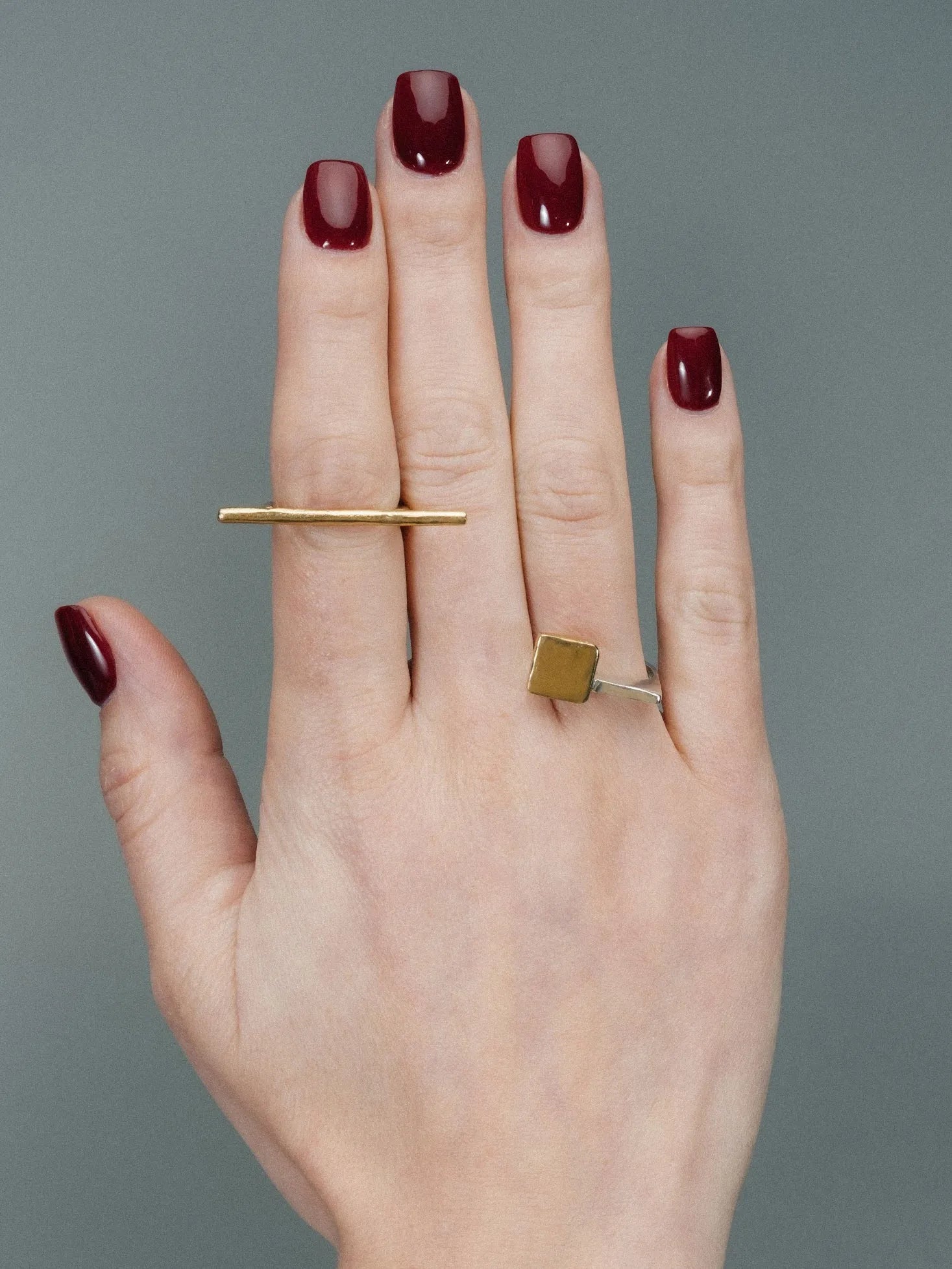 Square Top Signet Ring designer ring in premium metal, square face, side view