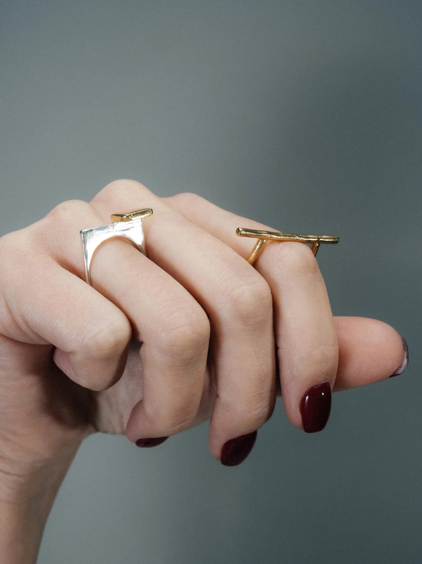 Artisan Square Top Signet Ring in premium 18ct Gold Vermeil, minimal design, angle view