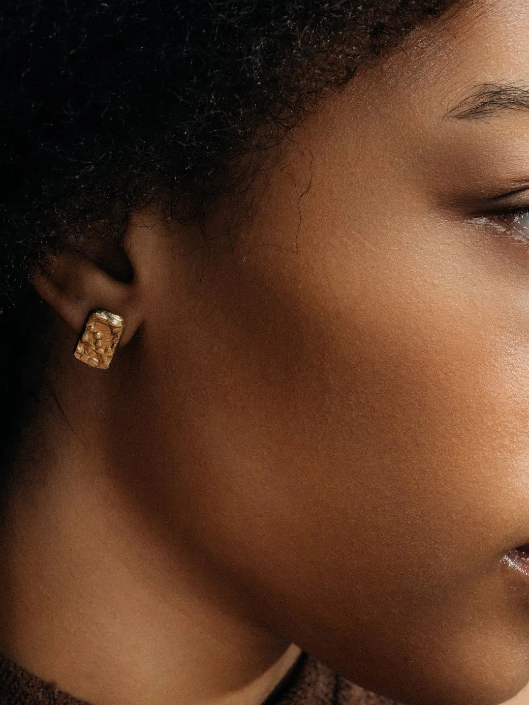 Rectangular Sculpted Earrings handmade luxury ring, premium metal finish, sophisticated style, close-up