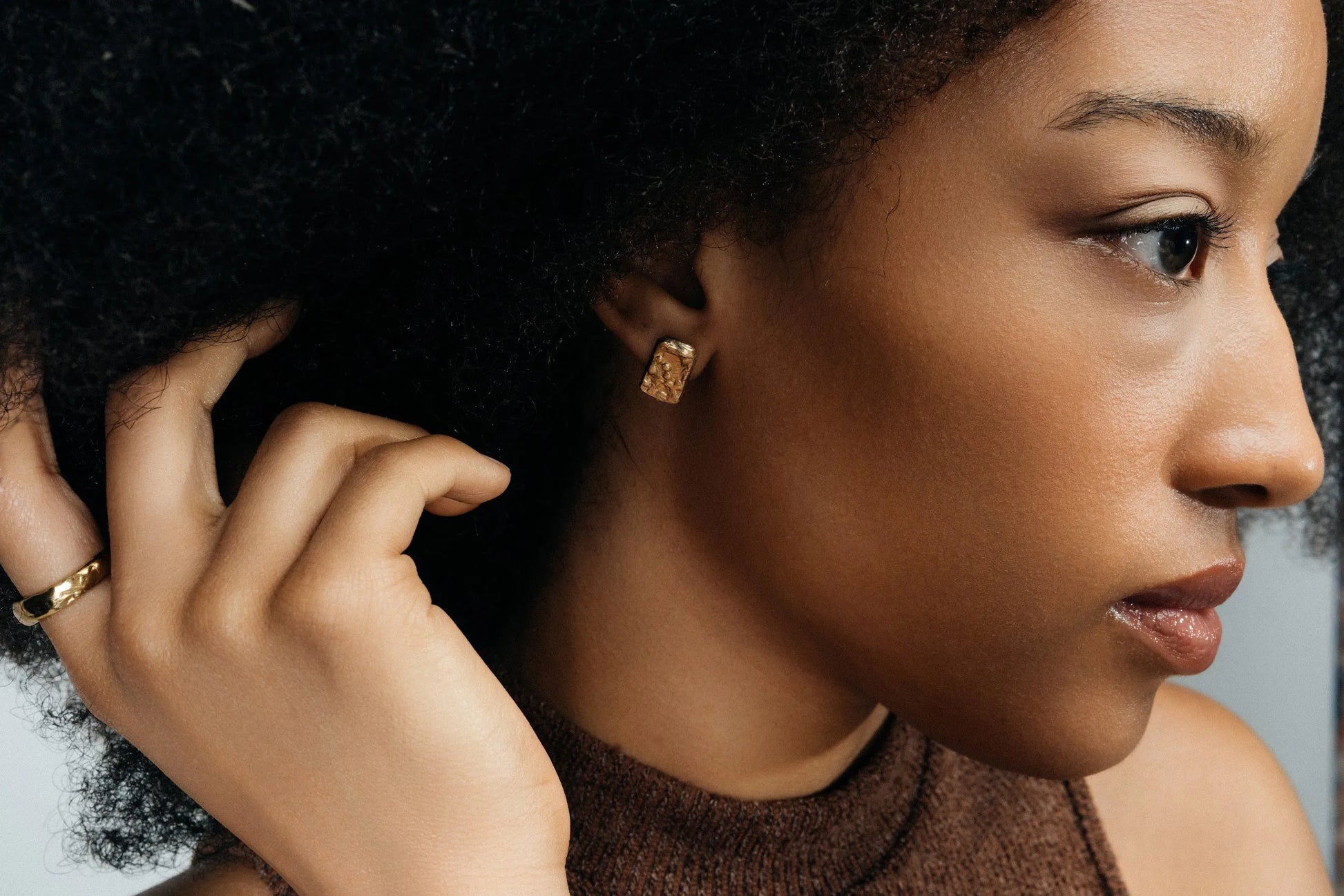 Handcrafted Rectangular Sculpted Earrings in premium metal, artisan jewelry, elegant design